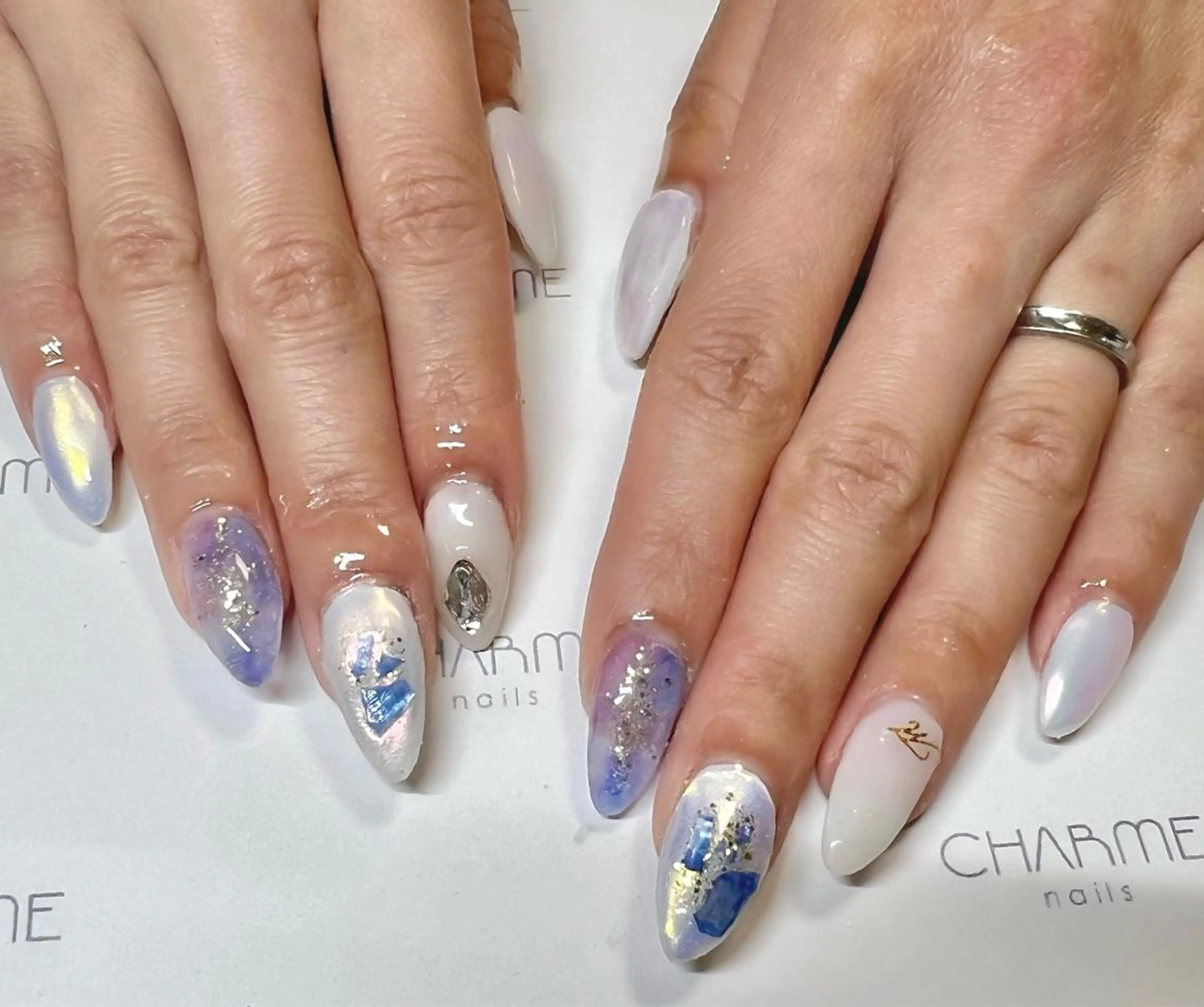 ネイル ブルー パープル ハンドネイル CHARME 🤎〔RINA〕のネイルデザイン