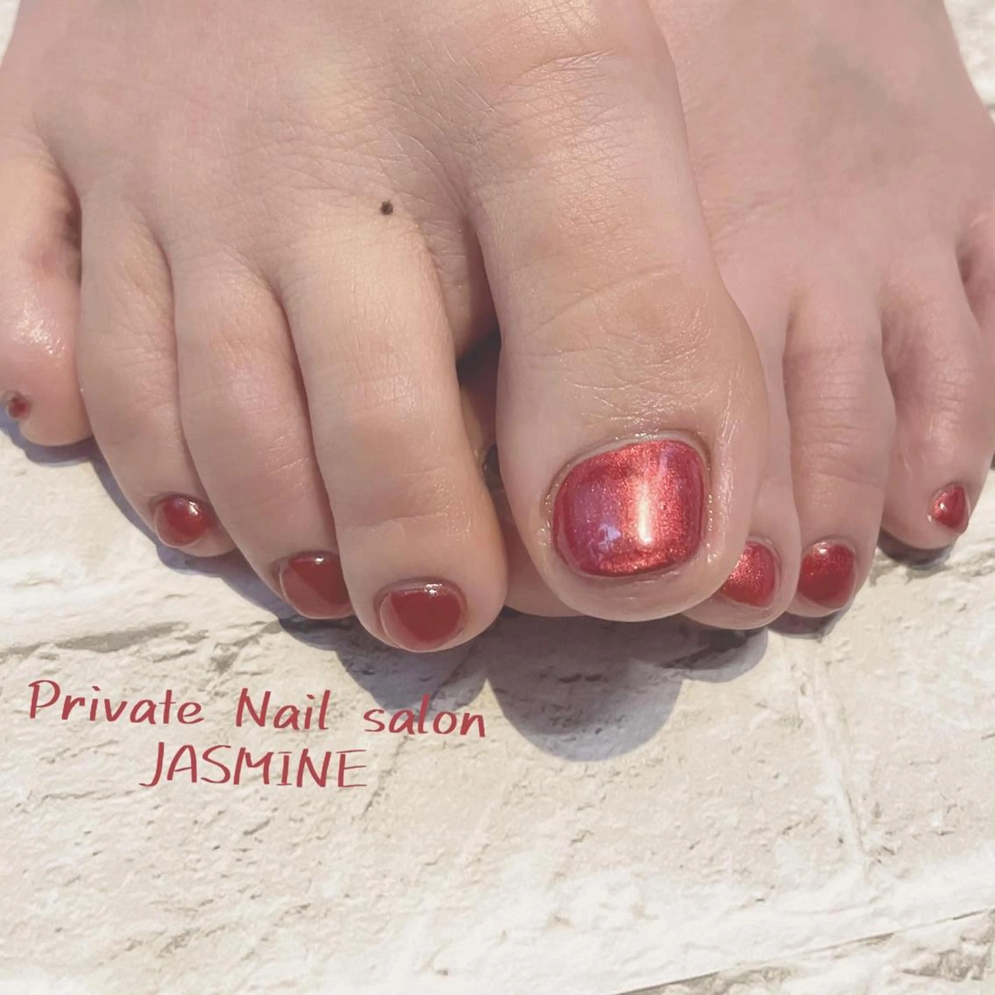 ネイル ワンカラーネイル 赤色 Nail salon JASMINEのネイルデザイン