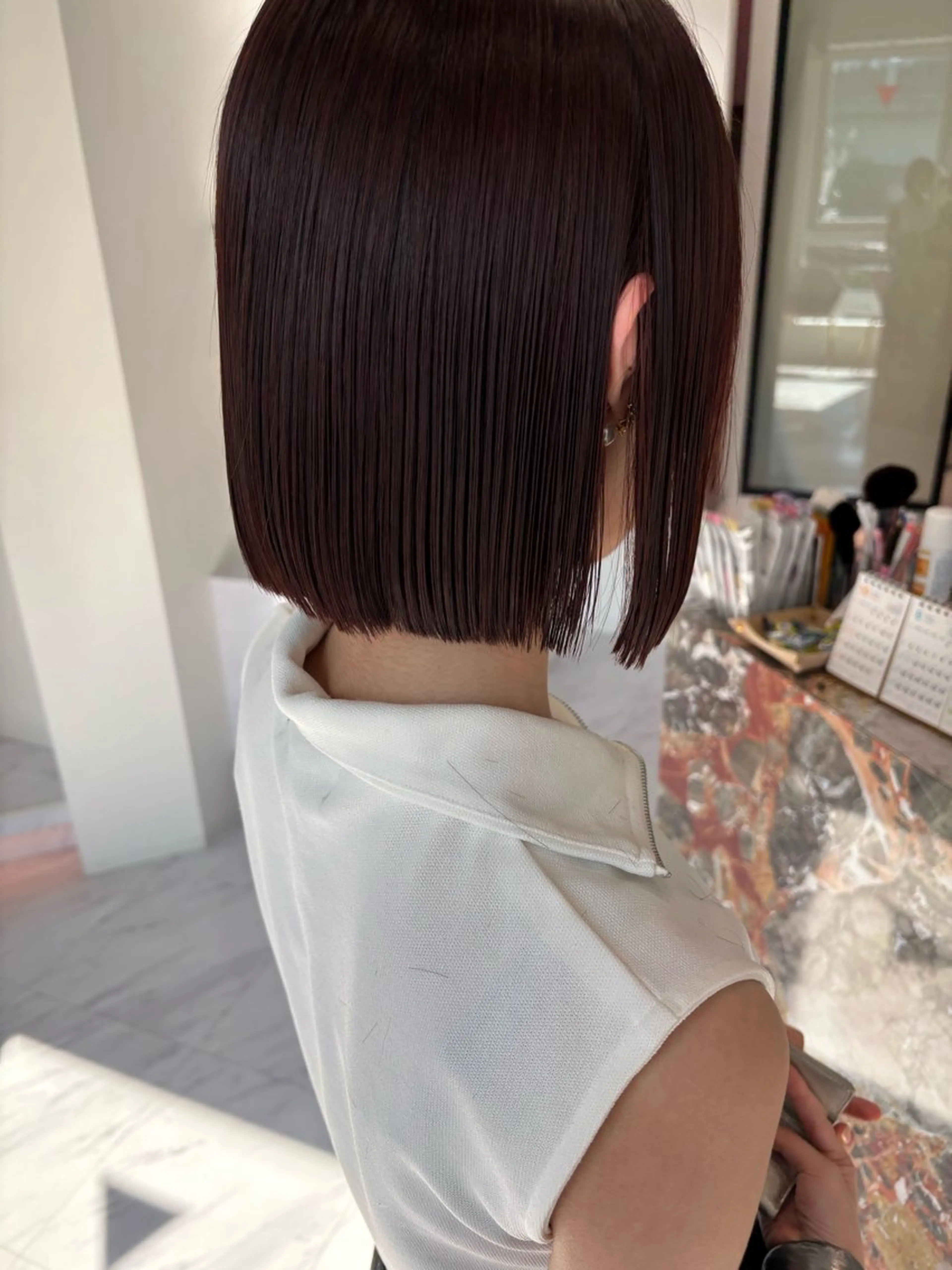 ショート カラー ボブ 縮毛矯正 SAYAKA 🍒／ボブ／暖色のヘアスタイル