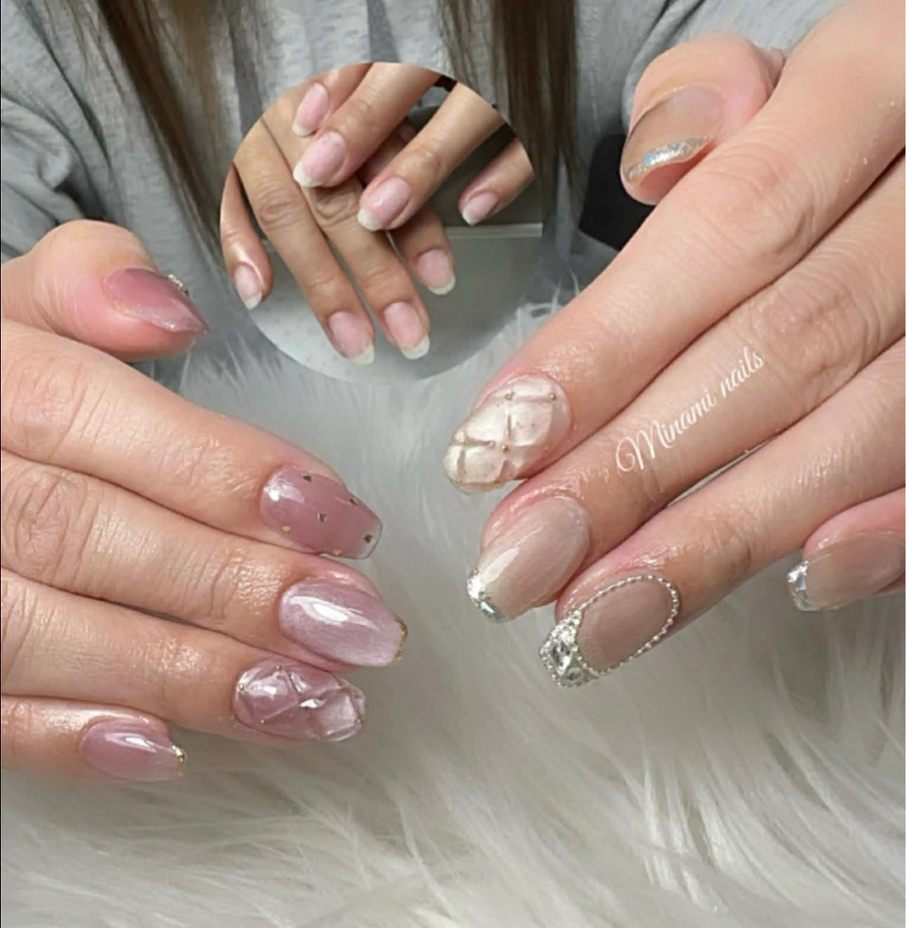 ネイル アートネイル オーロラネイル ガーリー キラキラネイル 韓国ネイル Minami Nailsのネイルデザイン