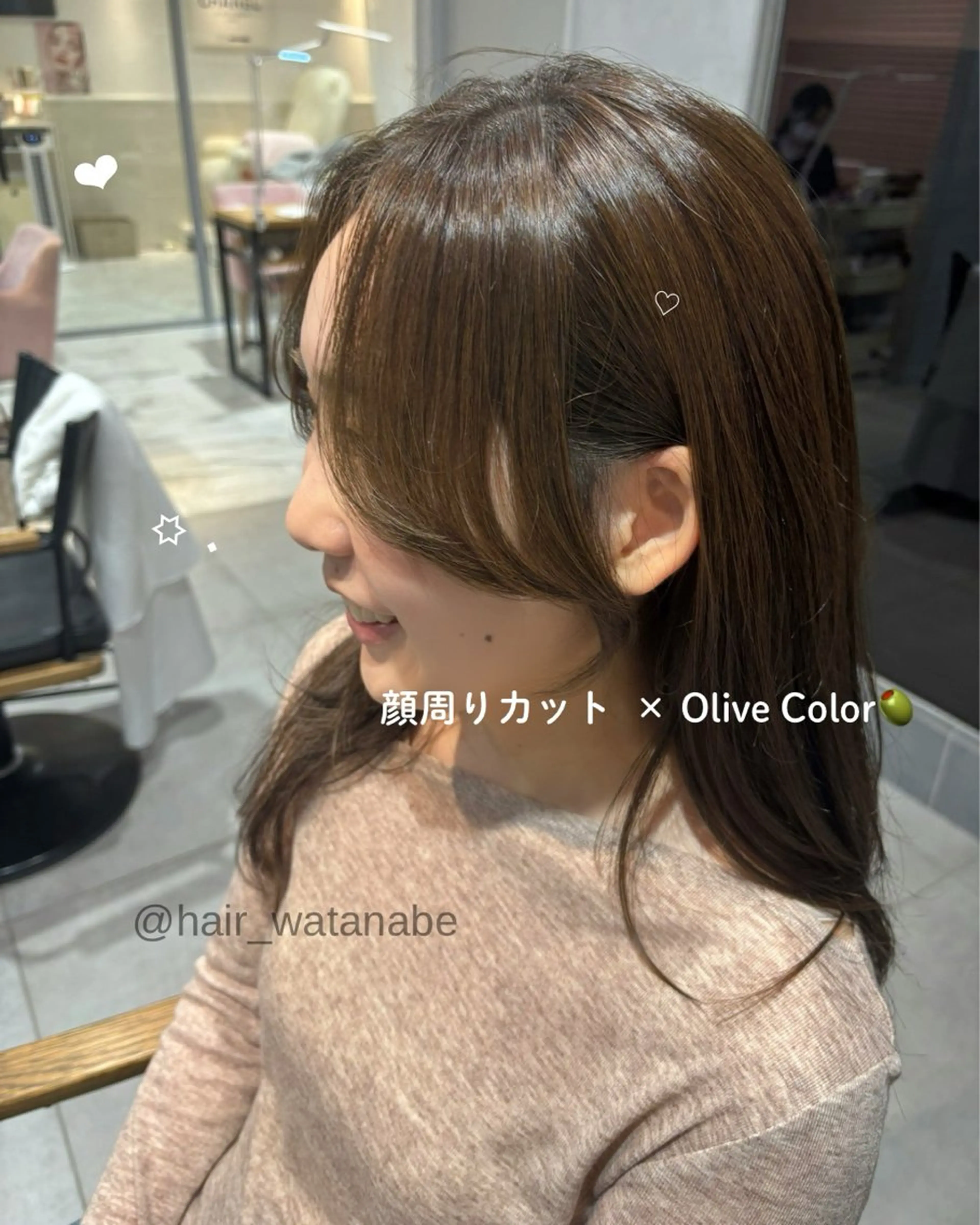 ロング パーマ 顔周りカット 韓国風ヘア カット パーマ 韓国hair ·͜· watanabeのヘアスタイル