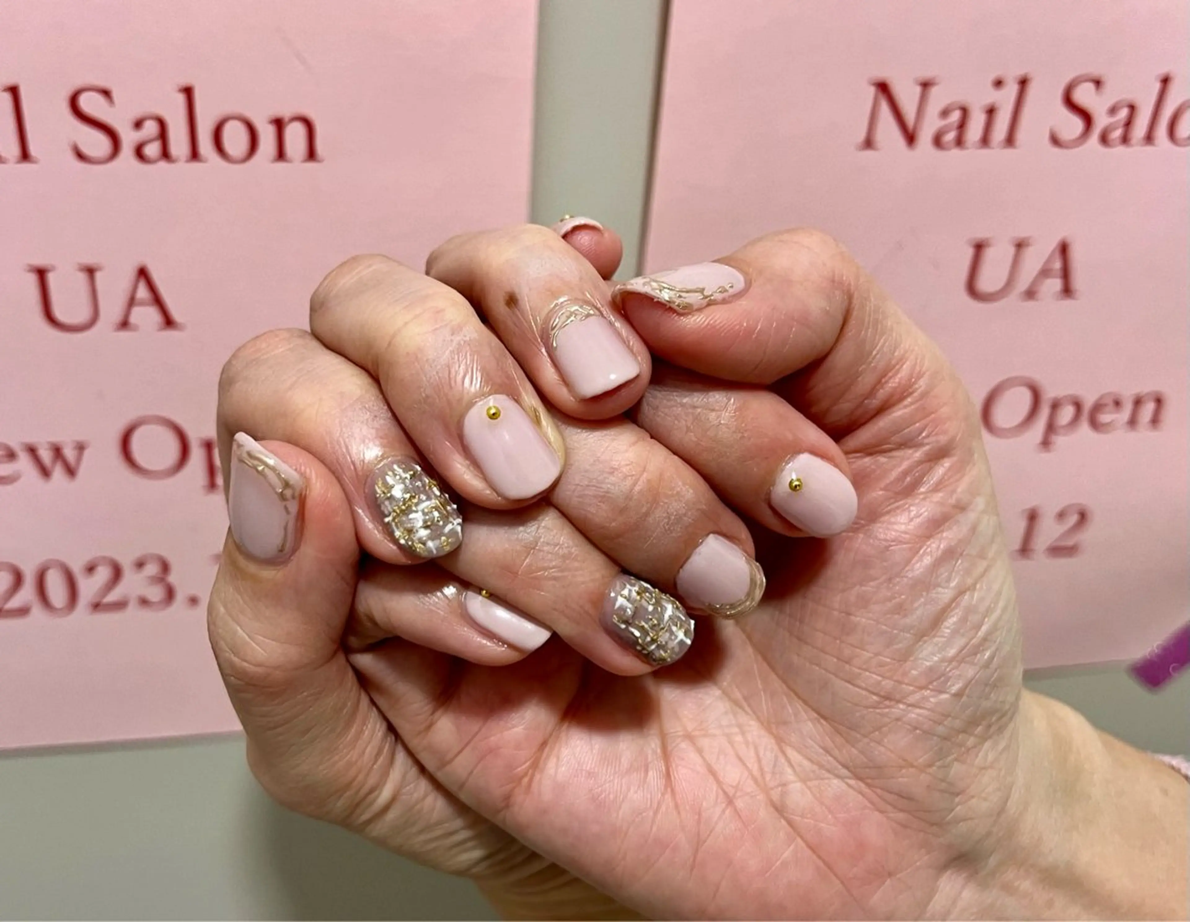 ネイル オフィスネイル シンプルネイル ツイードネイル NailByua 武蔵新城徒歩4分のネイルデザイン