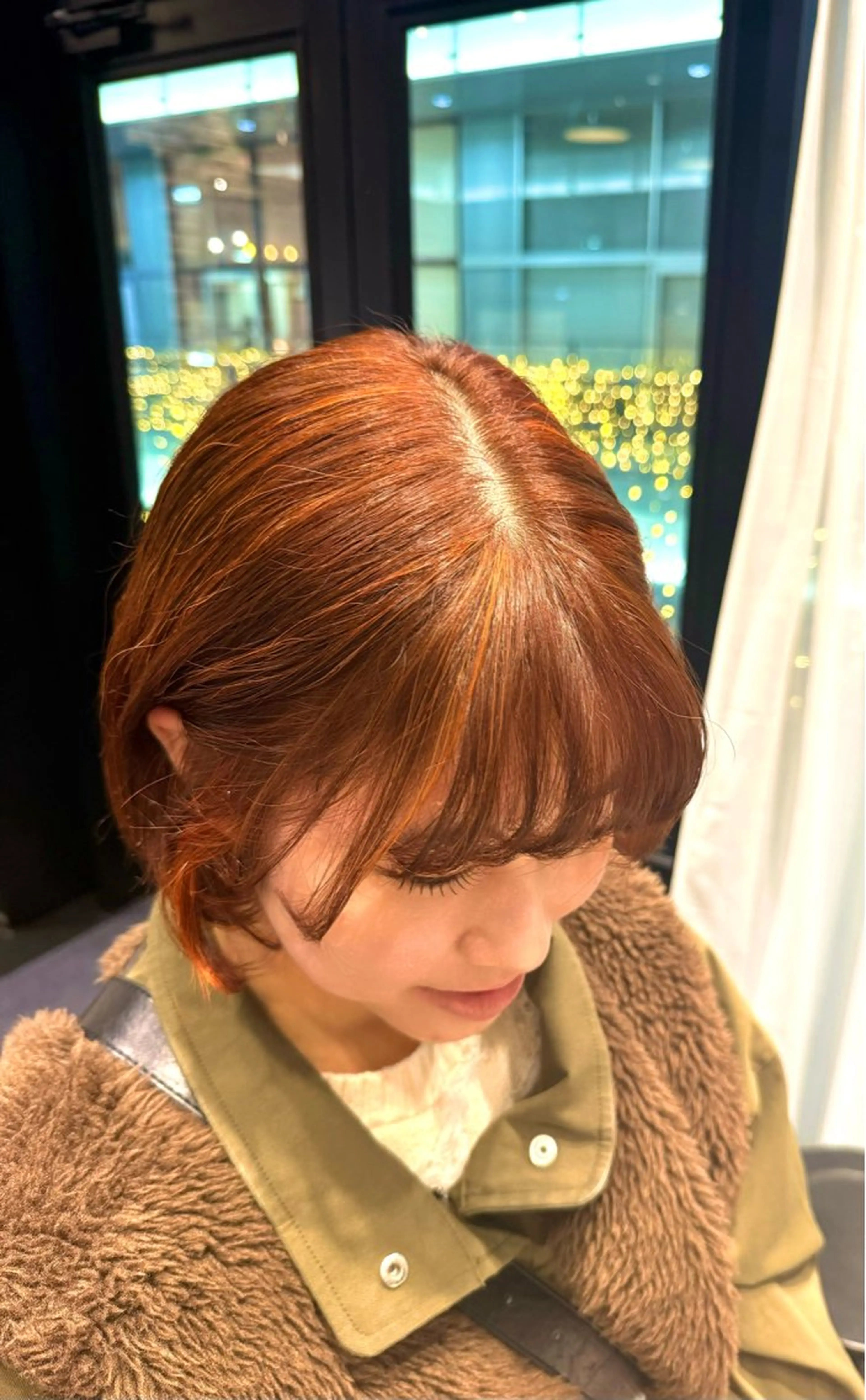 カラー ブラウンカラー ハイライトカラー オレンジ オレンジブラウン ヘアカラー 水谷 華子のヘアスタイル