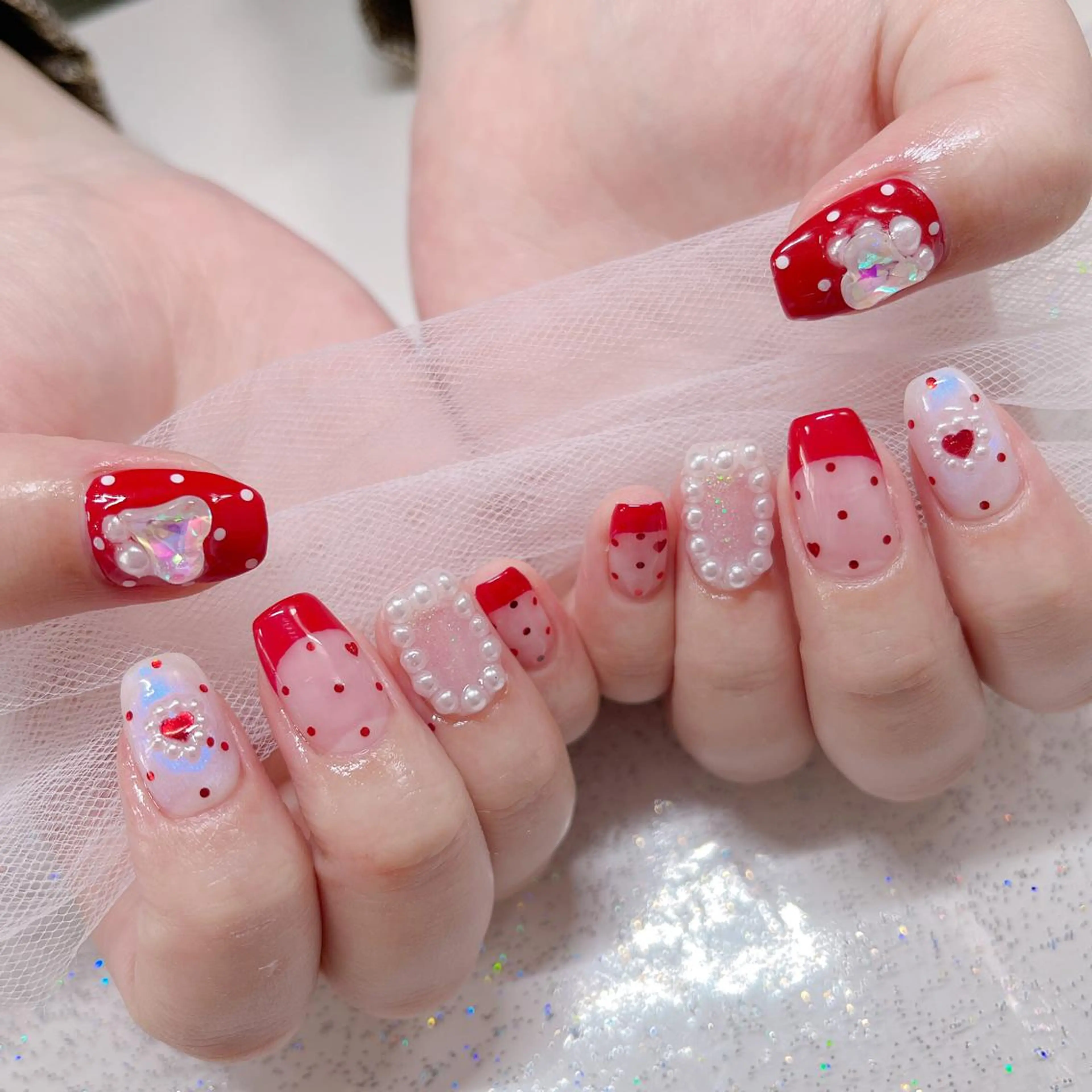 ネイル アートネイル オーロラネイル クリアネイル フレンチネイル ガーリー ハンドネイル plume nail ☆韓国ネイルのネイルデザイン