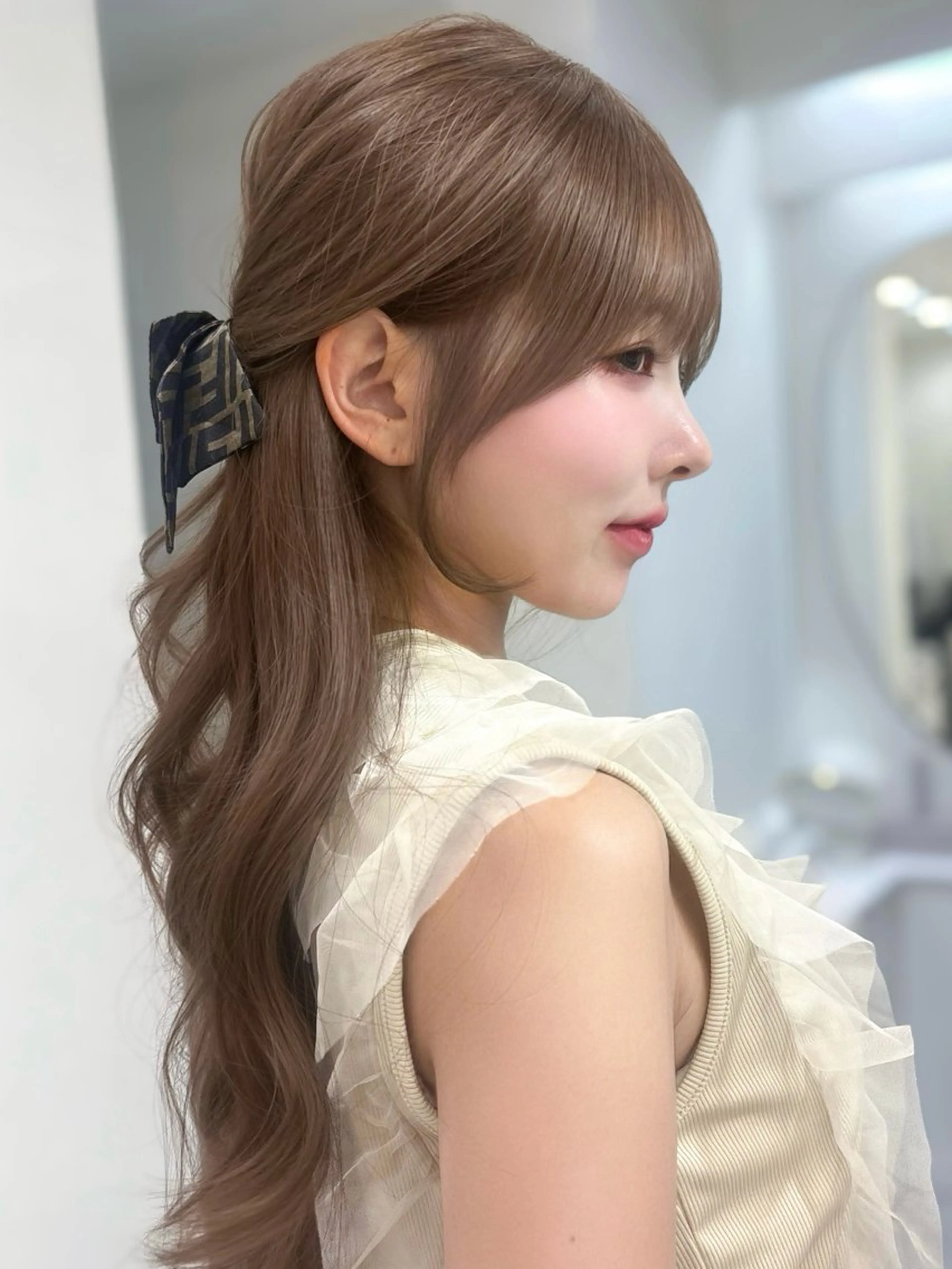 ロング カラー ベージュカラー 韓国風ヘア レイヤーカット 艶髪/モテヘア🎀 MIHOのヘアスタイル