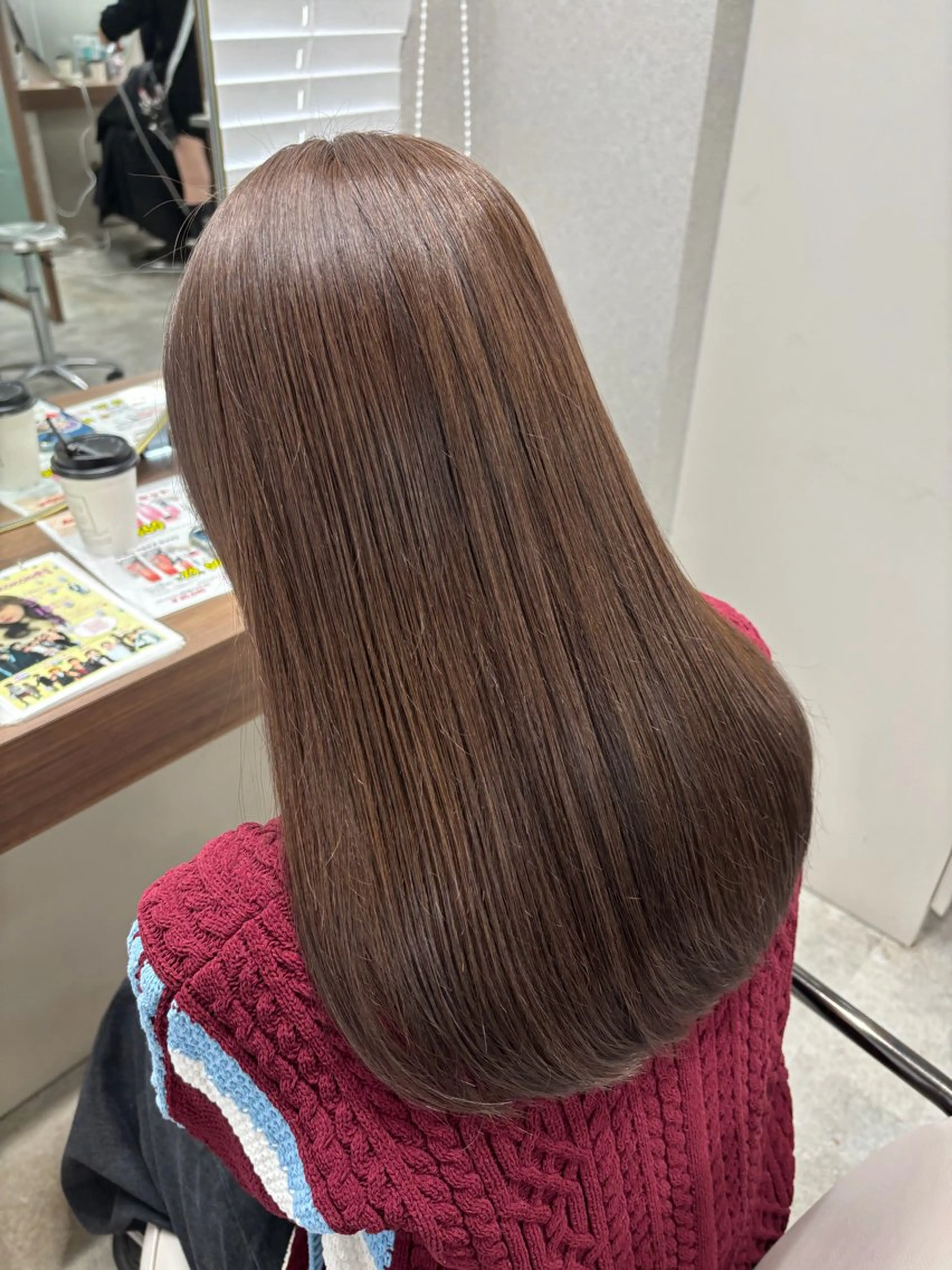 ロング カラー ベージュカラー ブリーチ ブリーチなしカラー ロング トリートメント ヘアカラー トリートメント 藤野 結衣のヘアスタイル