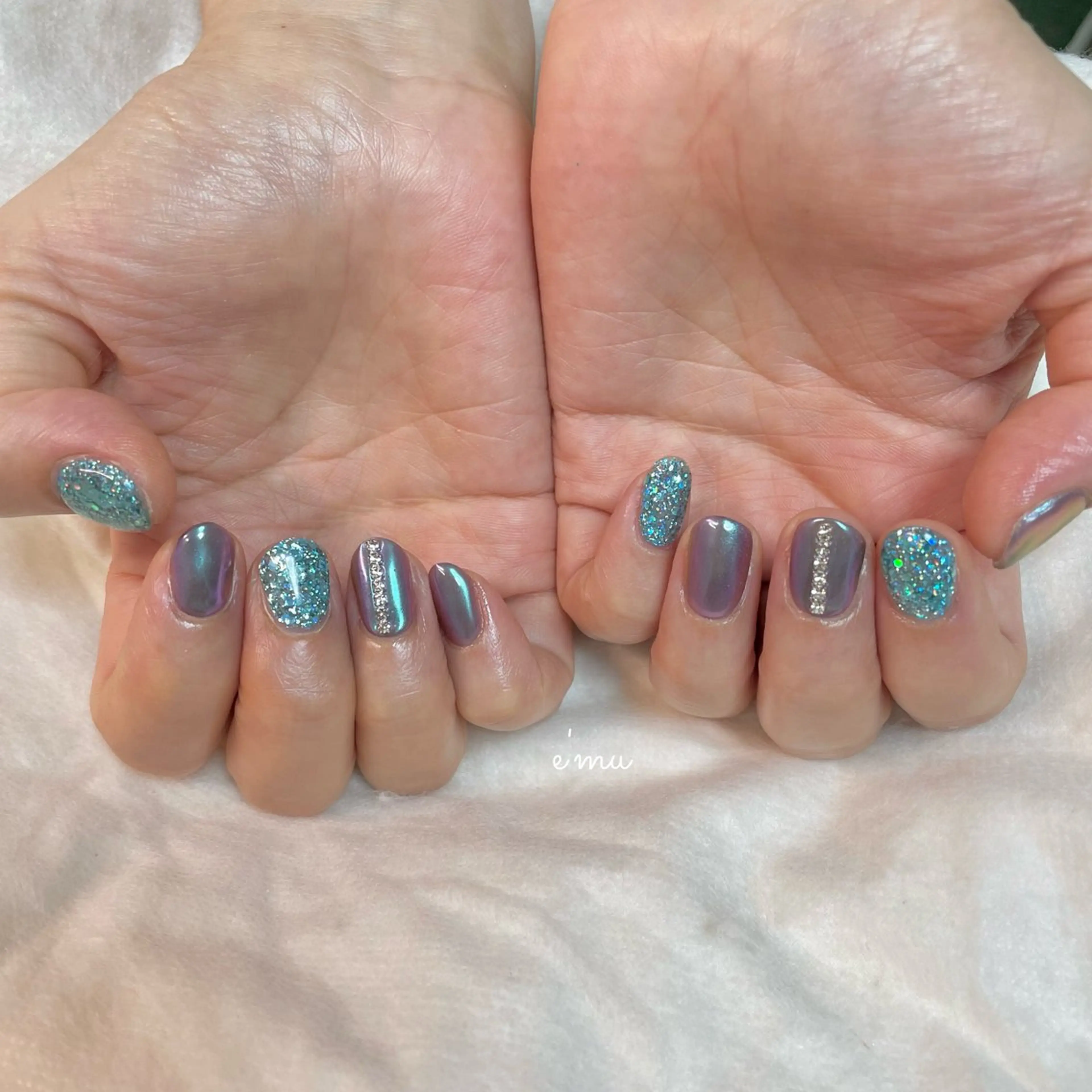ネイル オーロラネイル ラメ(グリッター) nail salon e'mu💐のネイルデザイン