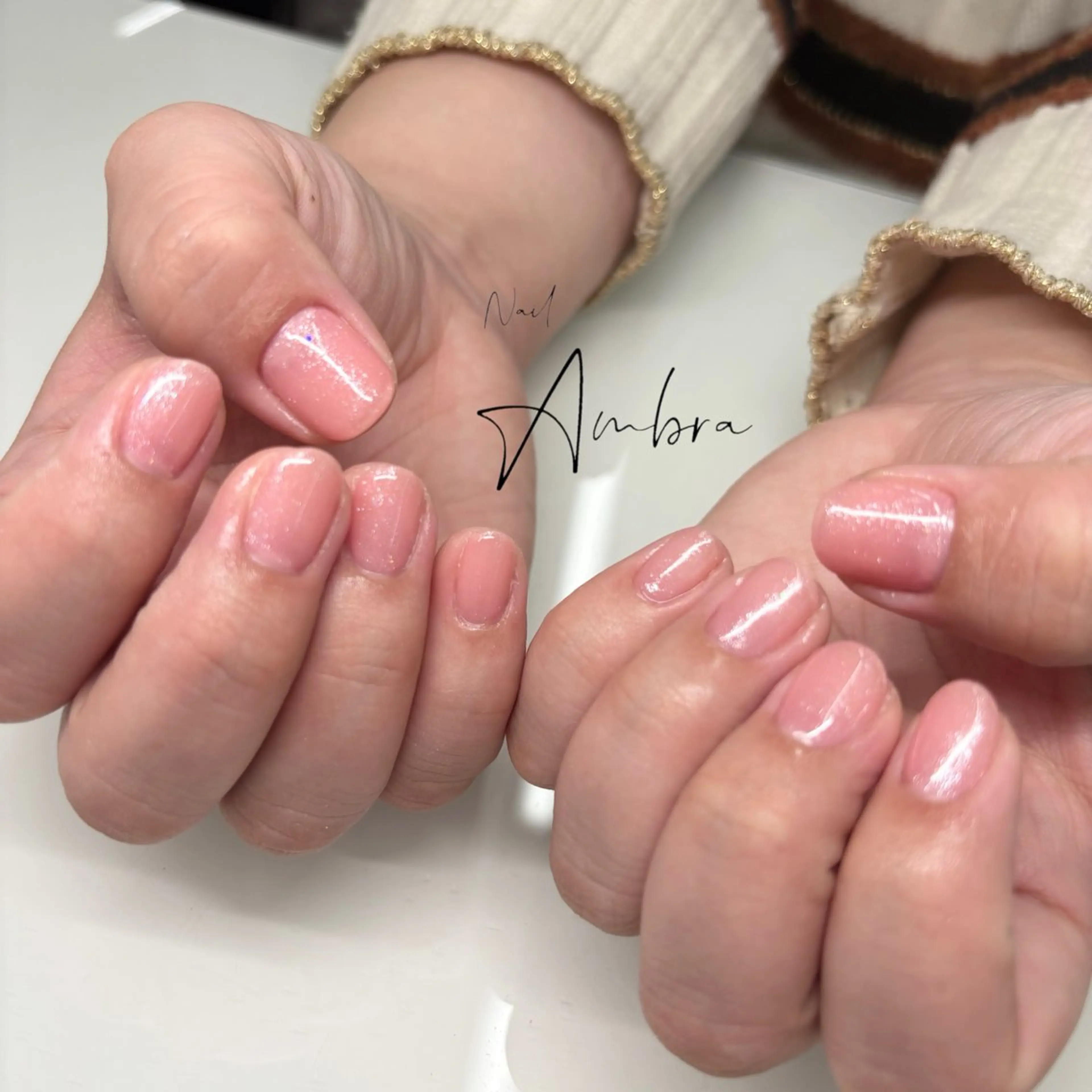 ネイル ラメ(グリッター) ピンク ハンドネイル Nail Ambra 小山のネイルデザイン
