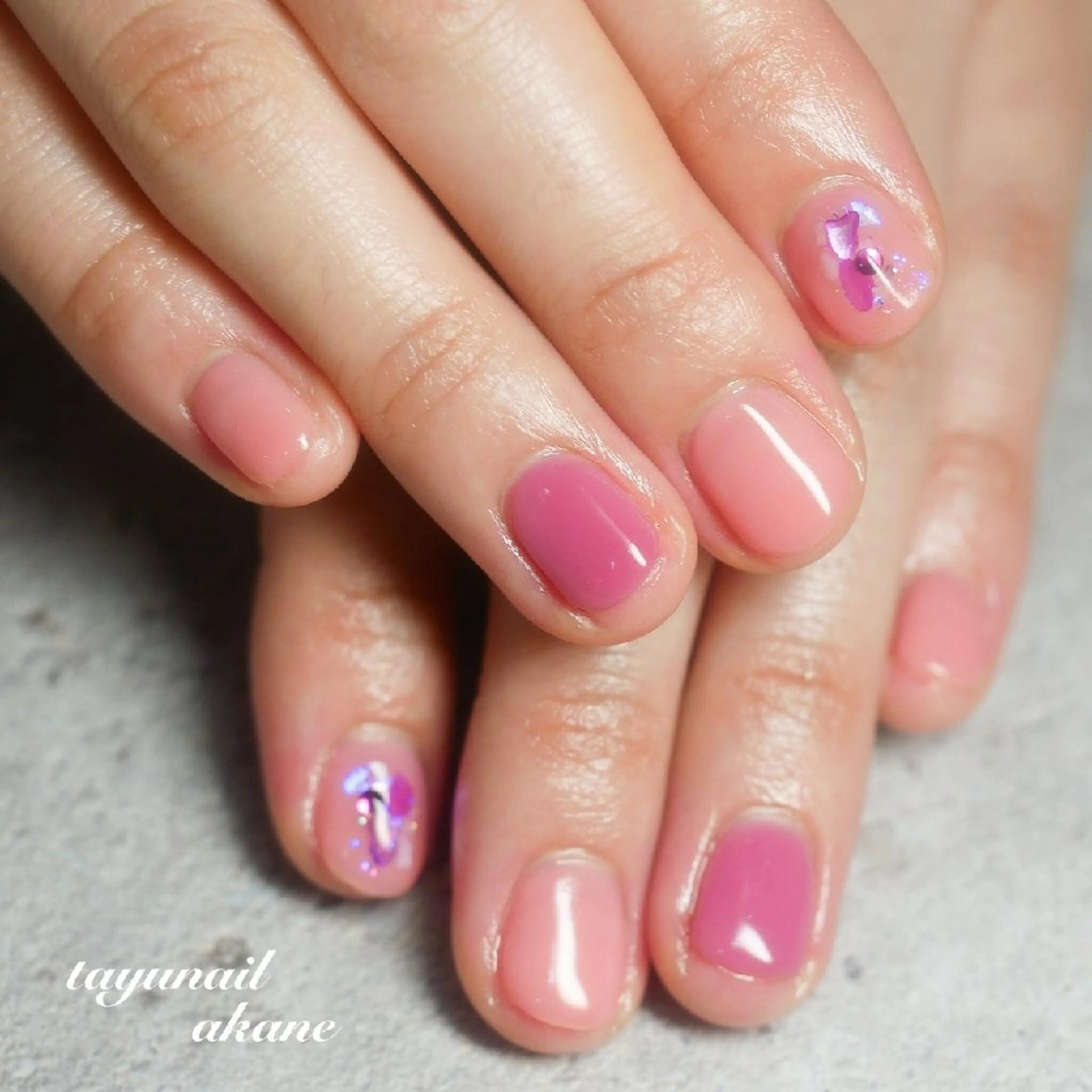 ネイル ブルー ジェルネイル パラジェル ピンク 夏ネイル ネイルサロン 【たゆnail】のネイルデザイン