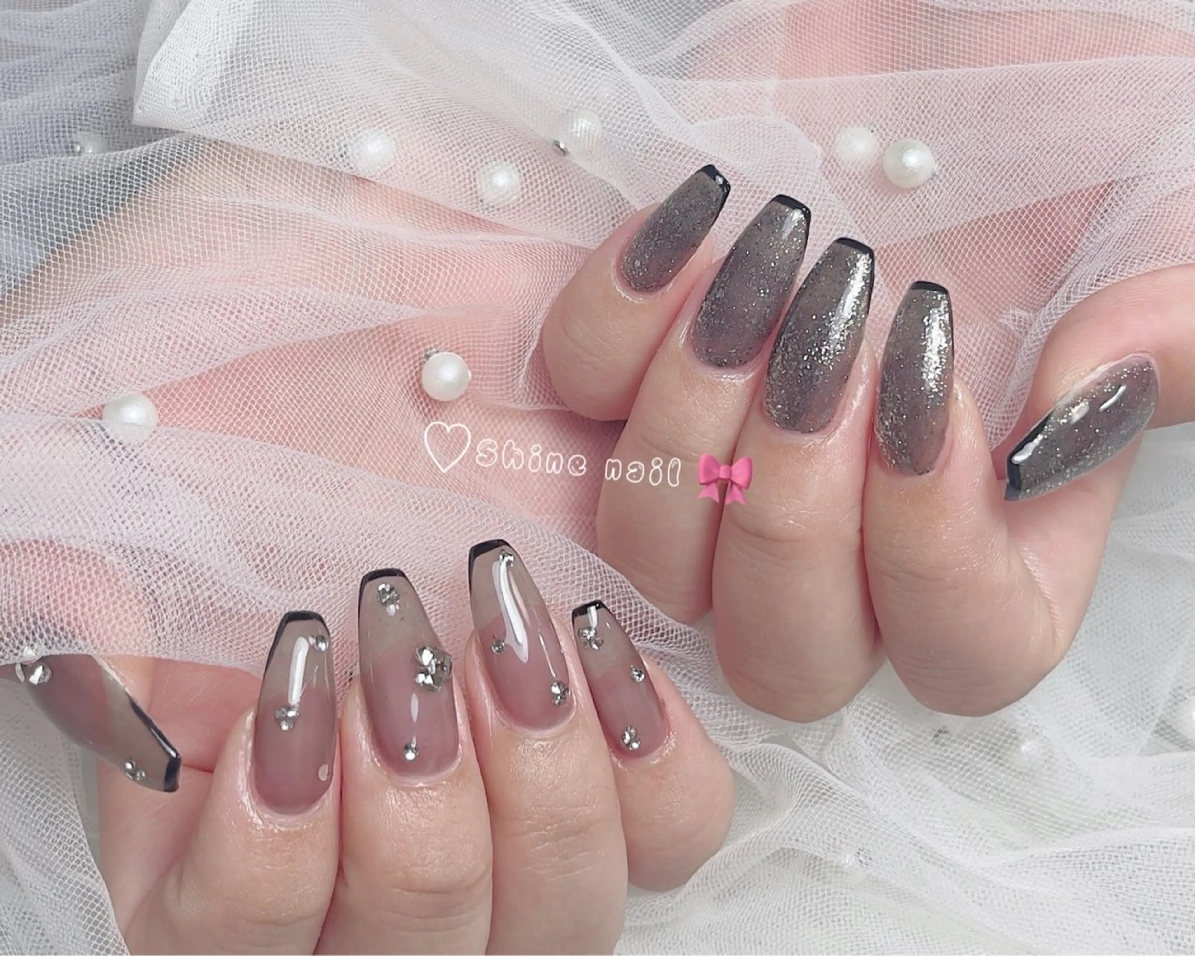 ネイル ハンドネイル shine 🎀 長さだし&デザインのネイルデザイン