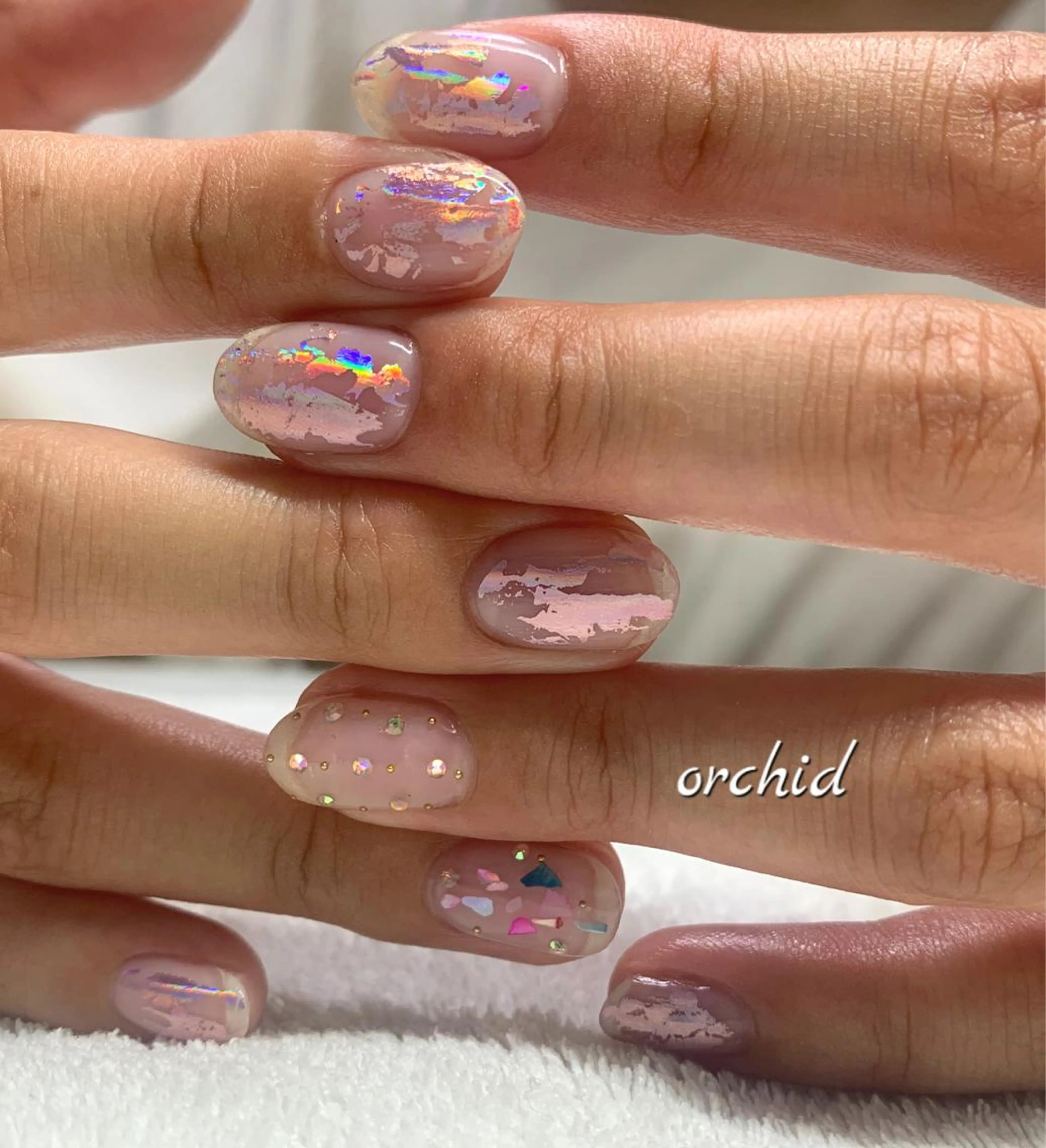 ネイル クリアネイル ストーンネイル ハンドネイル フットネイル orchid ♡オーキッドのネイルデザイン