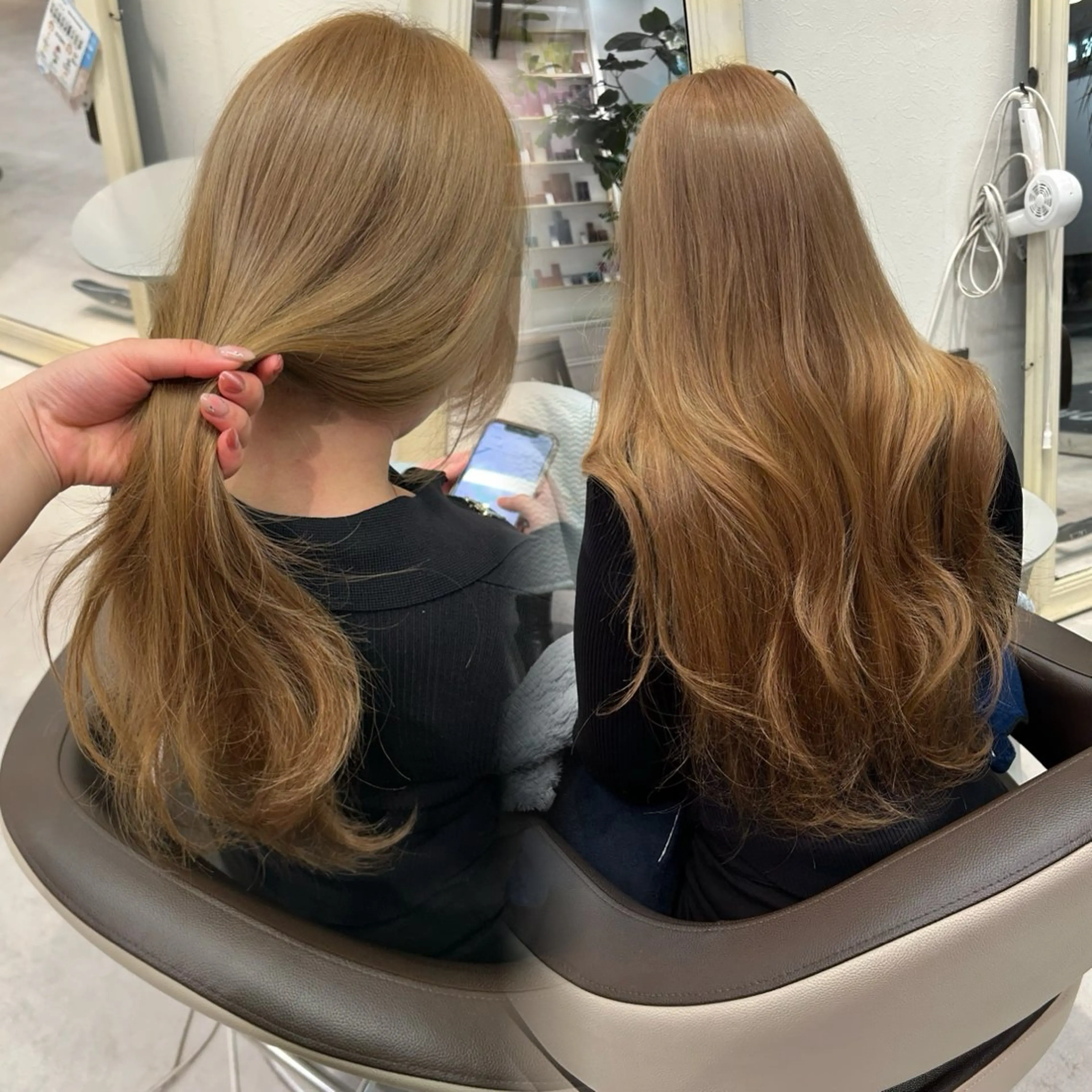 ロング 美髪矯正/ブリーチ 無しWカラーのヘアスタイル