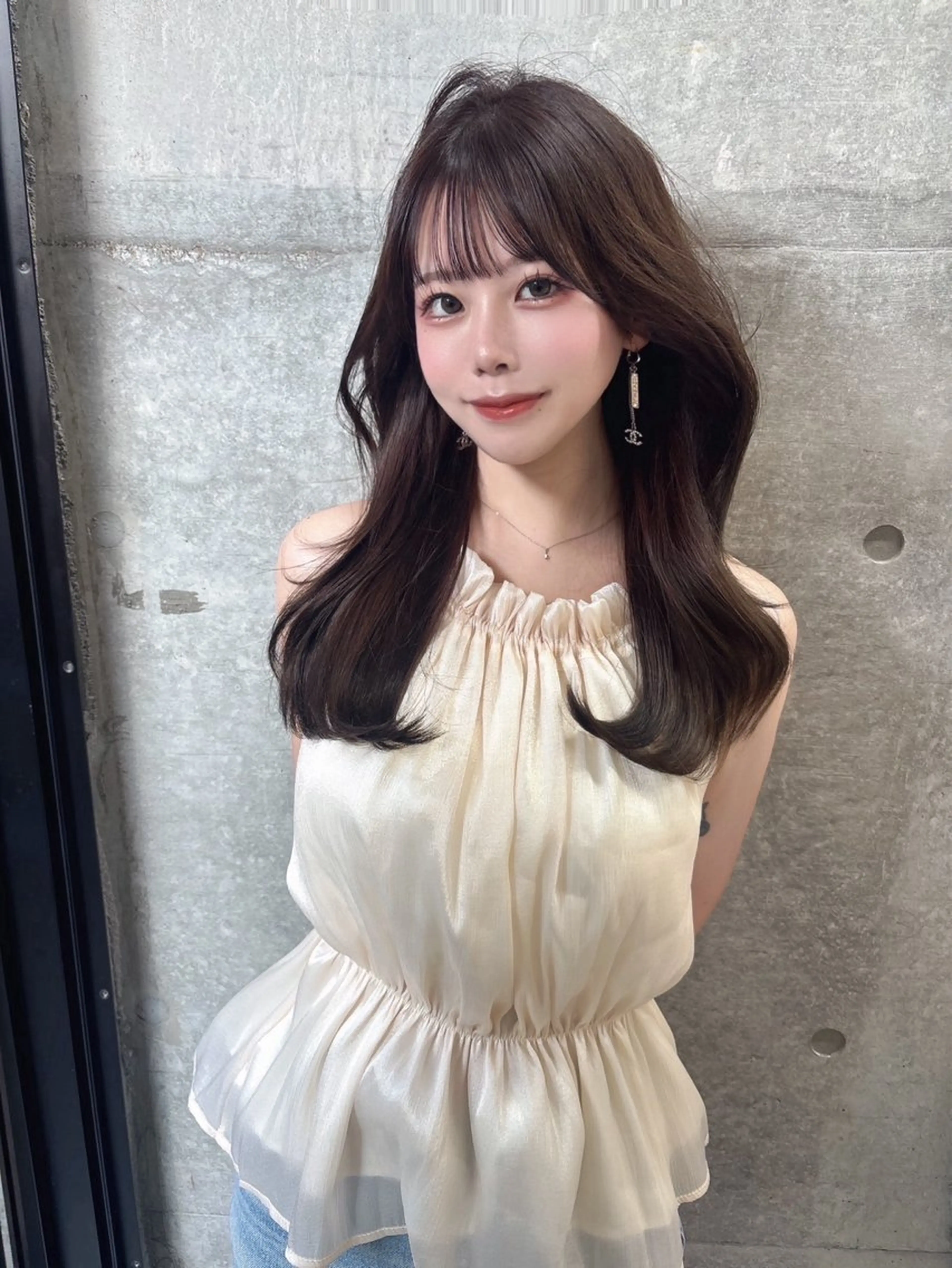 ミディアム 髪質改善 韓国風ヘア カット ヘアカラー rina／ベージュ ワンホン/韓国ヘアのヘアスタイル