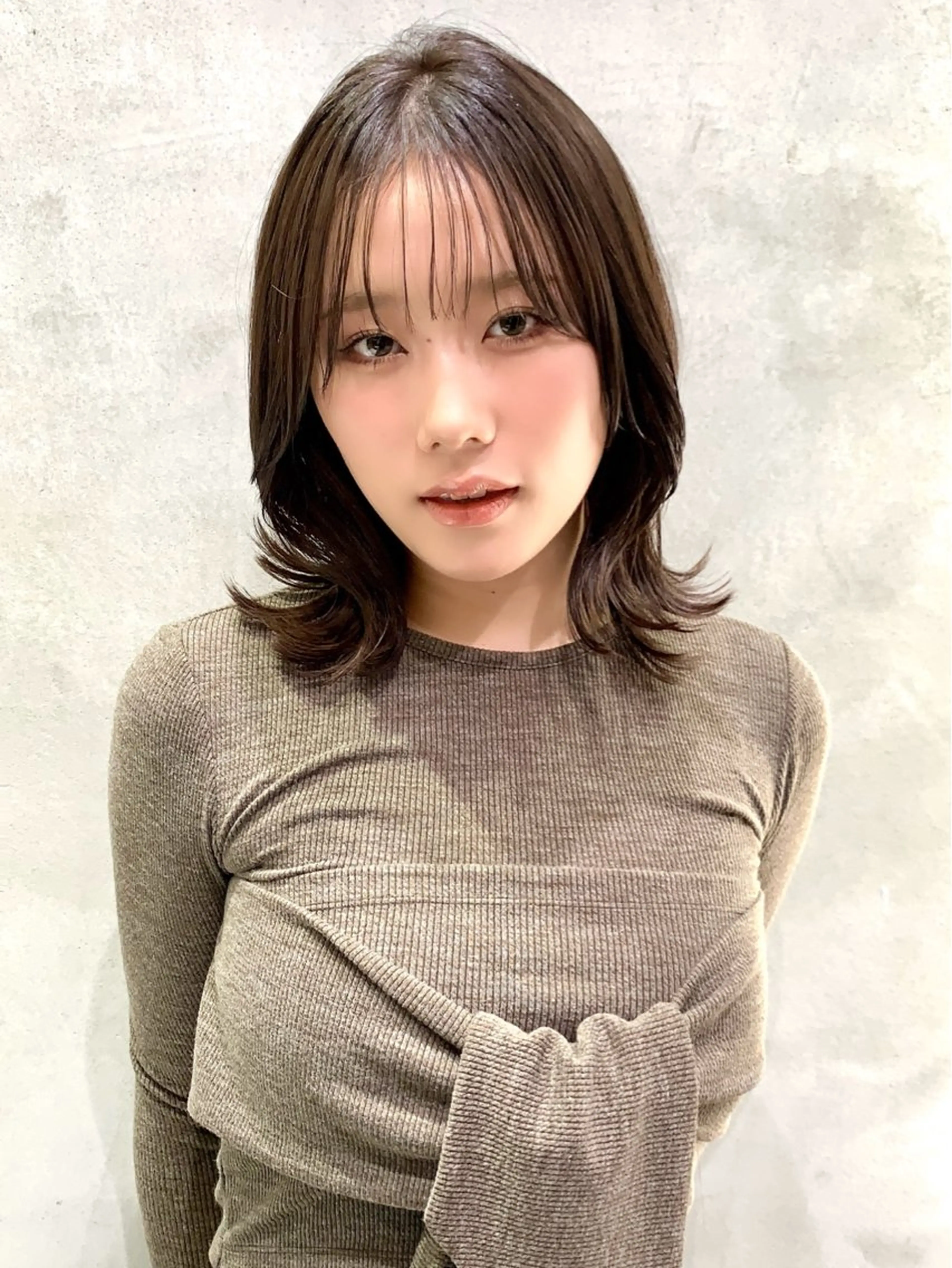 ミディアム カラー カット ヘアカラー ✨コテ巻き風パーマ ✨川合佑哉のヘアスタイル