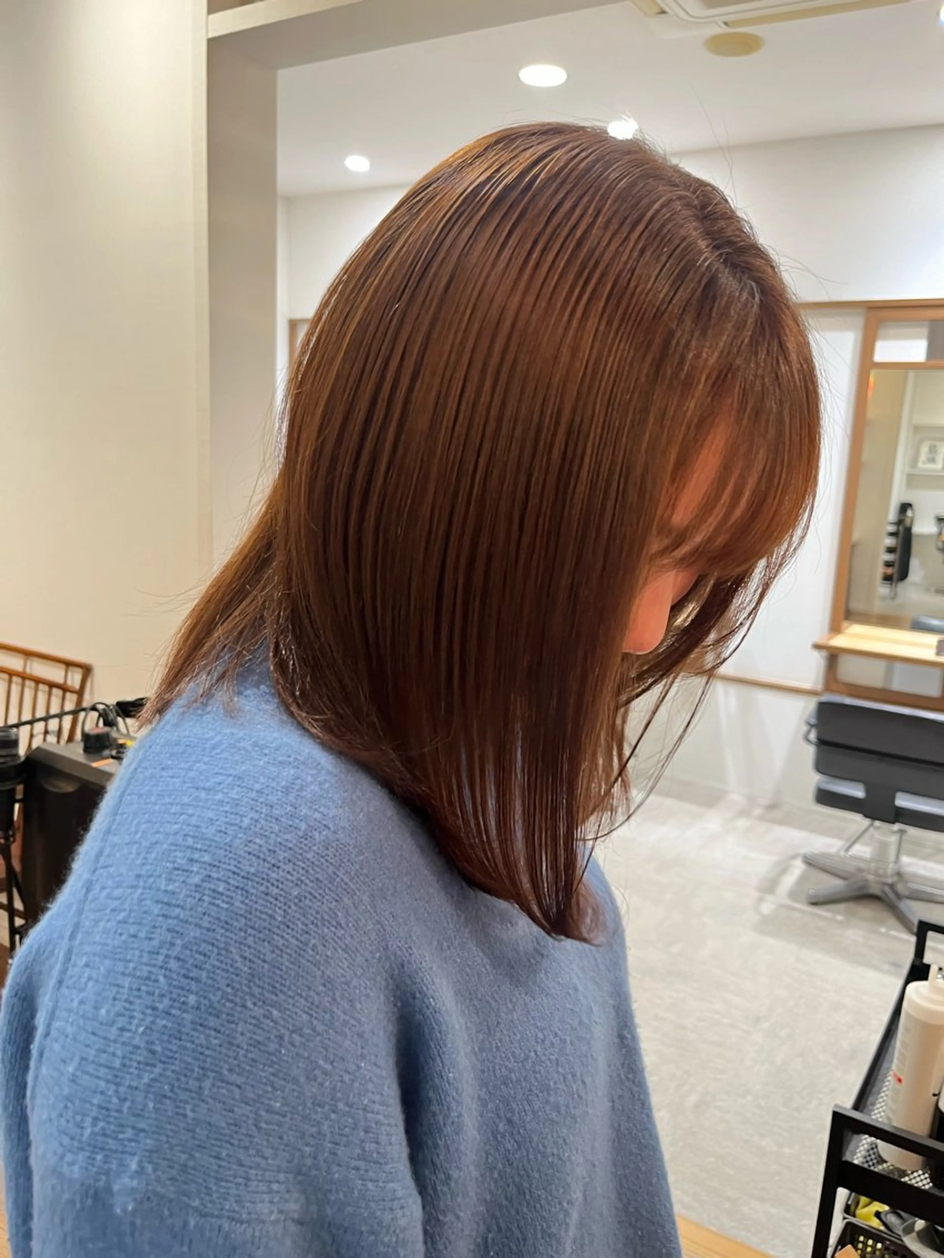 ミディアム オレンジブラウン トリートメント カット ヘアカラー トリートメント 無料カットモデル‪✨ ✂️Nanami🌷のヘアスタイル