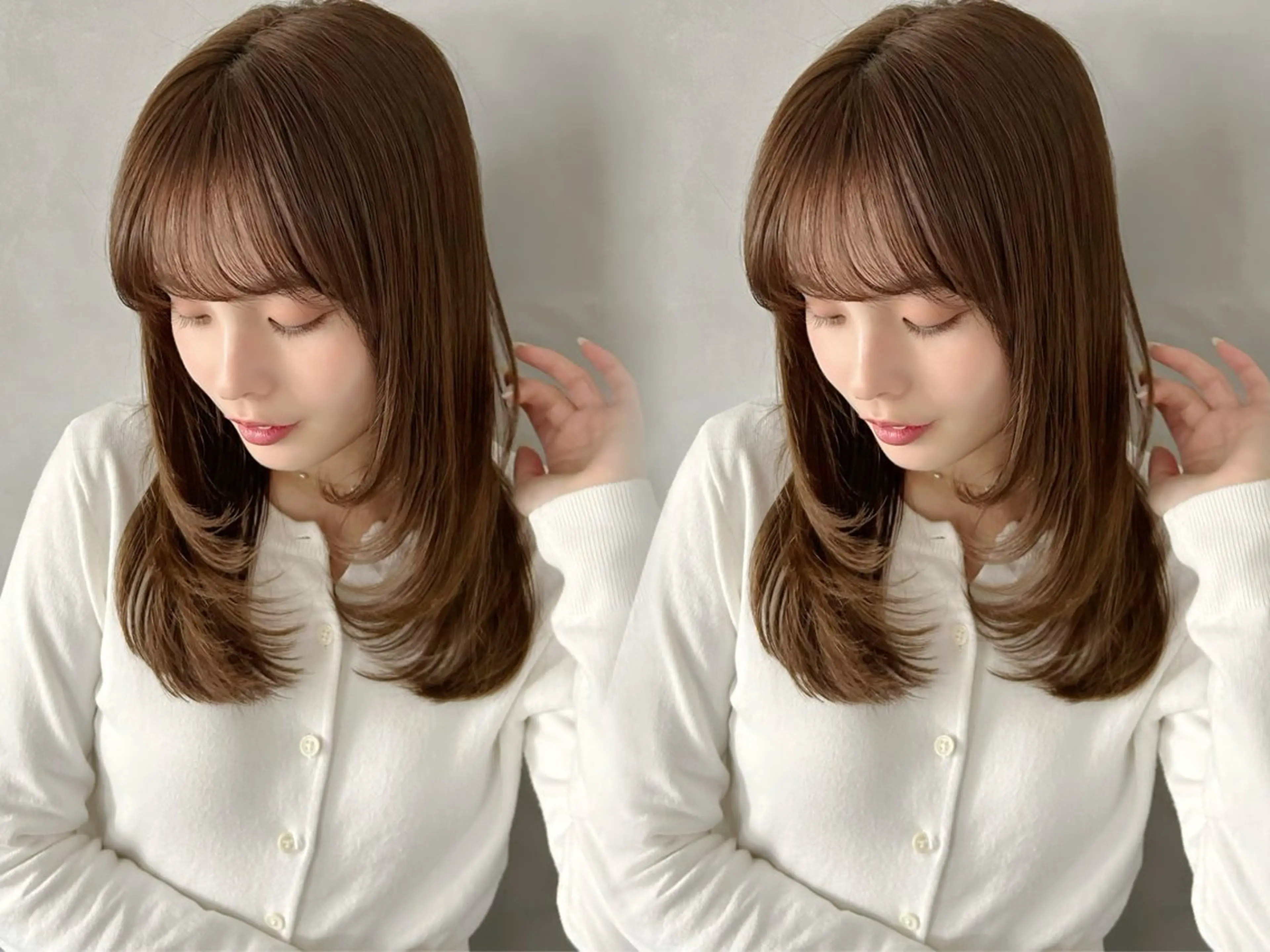 ミディアム カラー ミディアムレイヤー レイヤーカット カット ヘアカラー トリートメント 池袋/小顔レイヤー/ 顔まわり/taigaのヘアスタイル