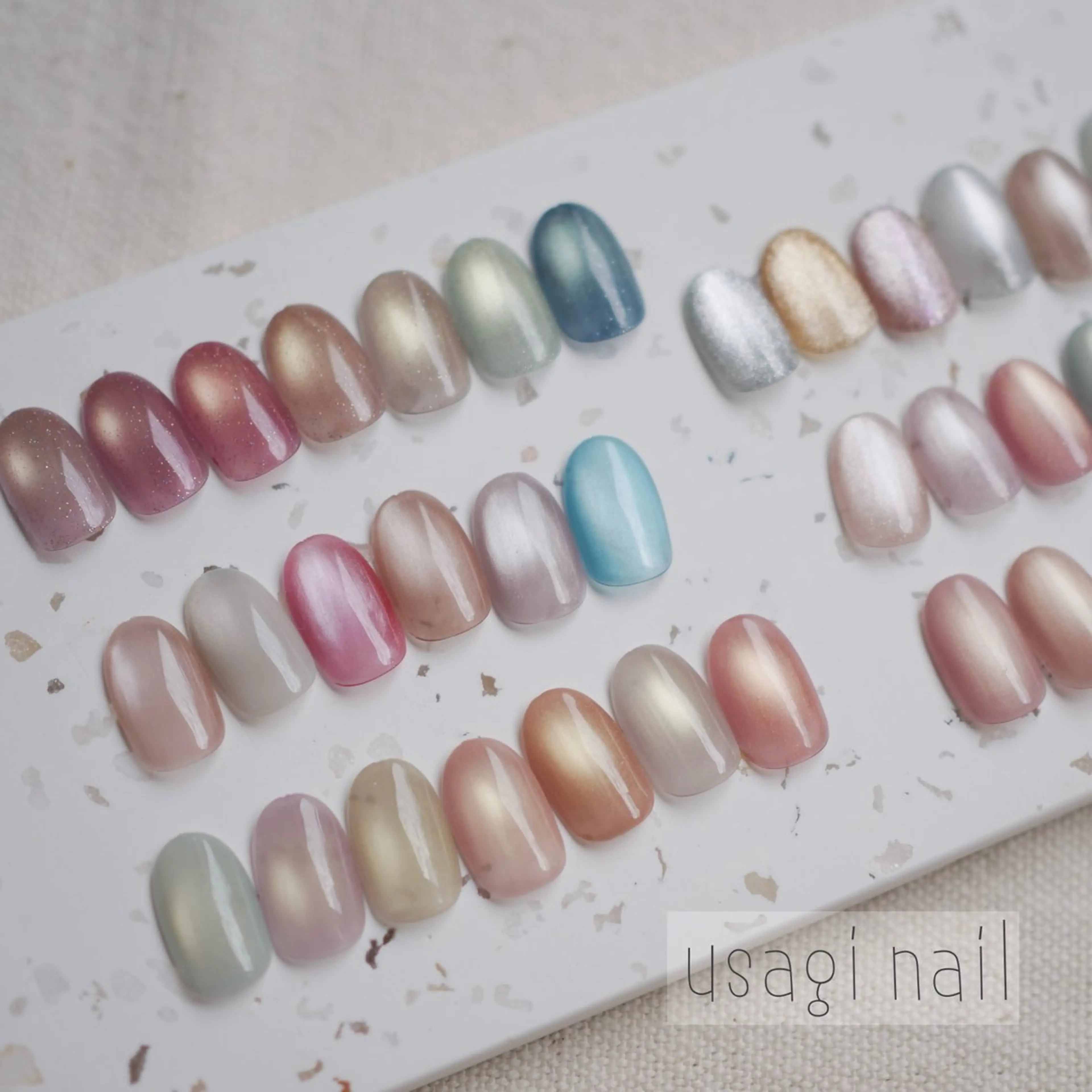 ネイル クリアネイル ゴールド マグネットネイル シルバー ハンドネイル usagi nailのネイルデザイン