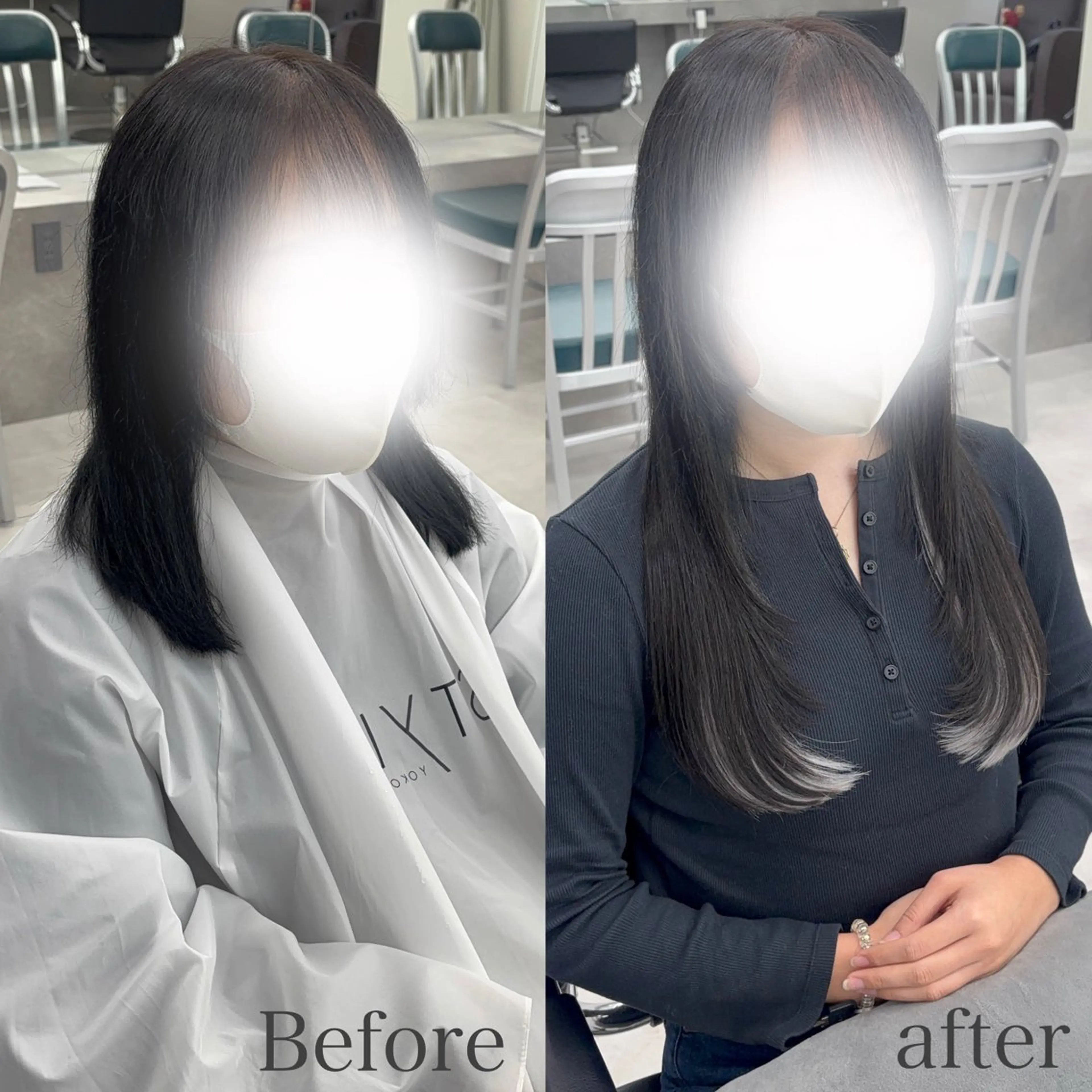 セミロング カラー 羽エクステ/シール エクステ/横浜駅5分のヘアスタイル