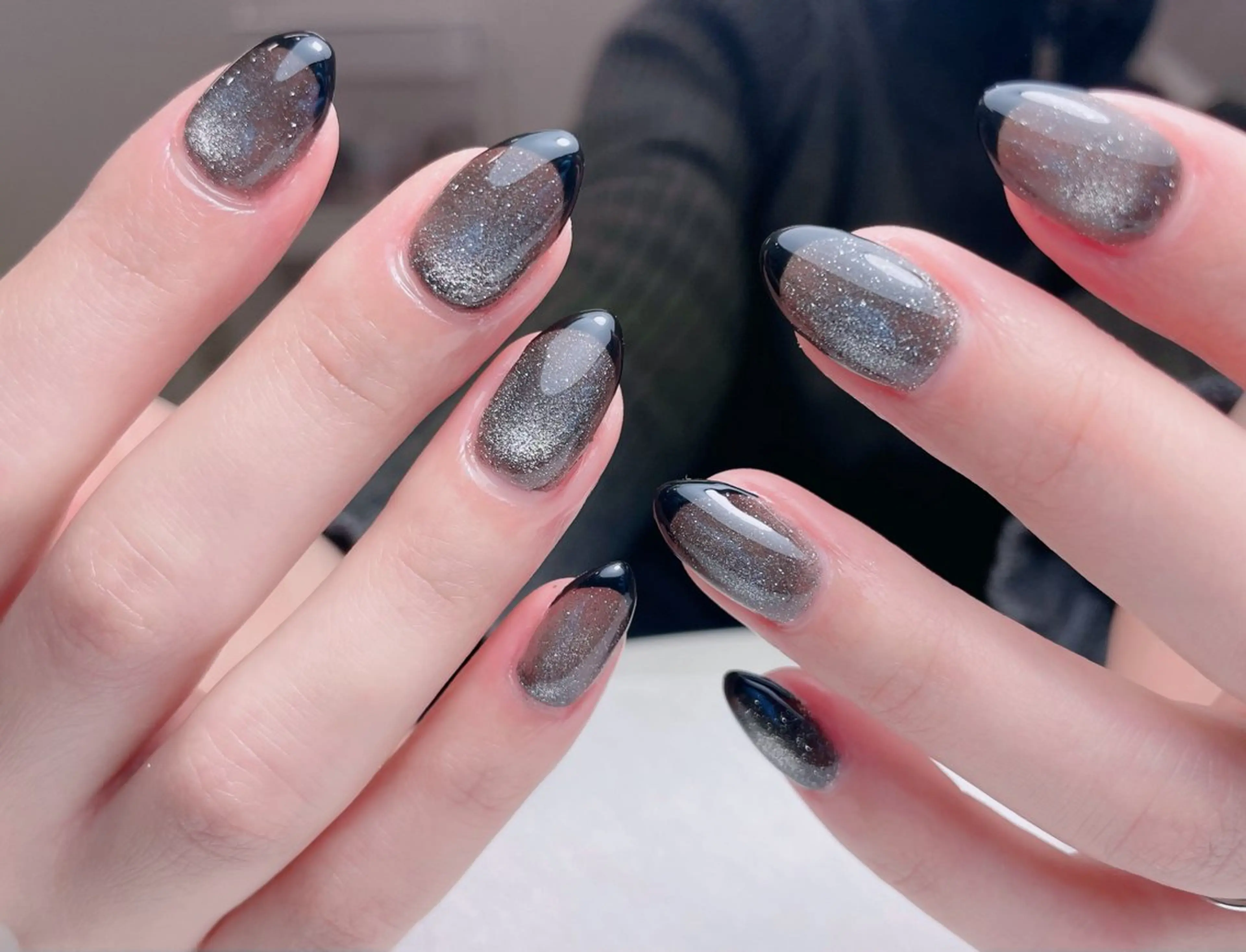 ネイル アートネイル オーロラネイル 長さ出し フットネイル フレンチネイル 中野駅から2分 MEO NAILのネイルデザイン