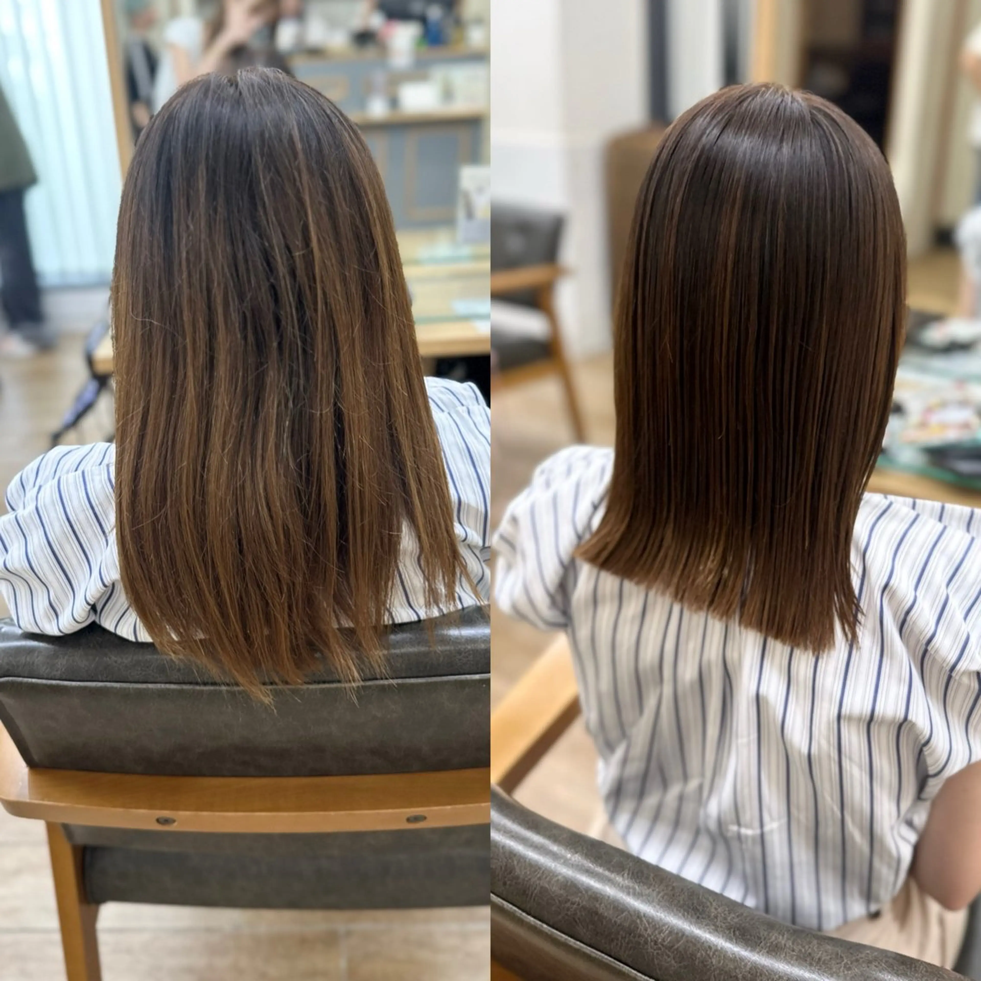 ミディアム カラー パーマ ヘアアレンジ メンズ キッズ カット 縮毛矯正 レイヤーカット 🌿透け感カラーのヘアスタイル