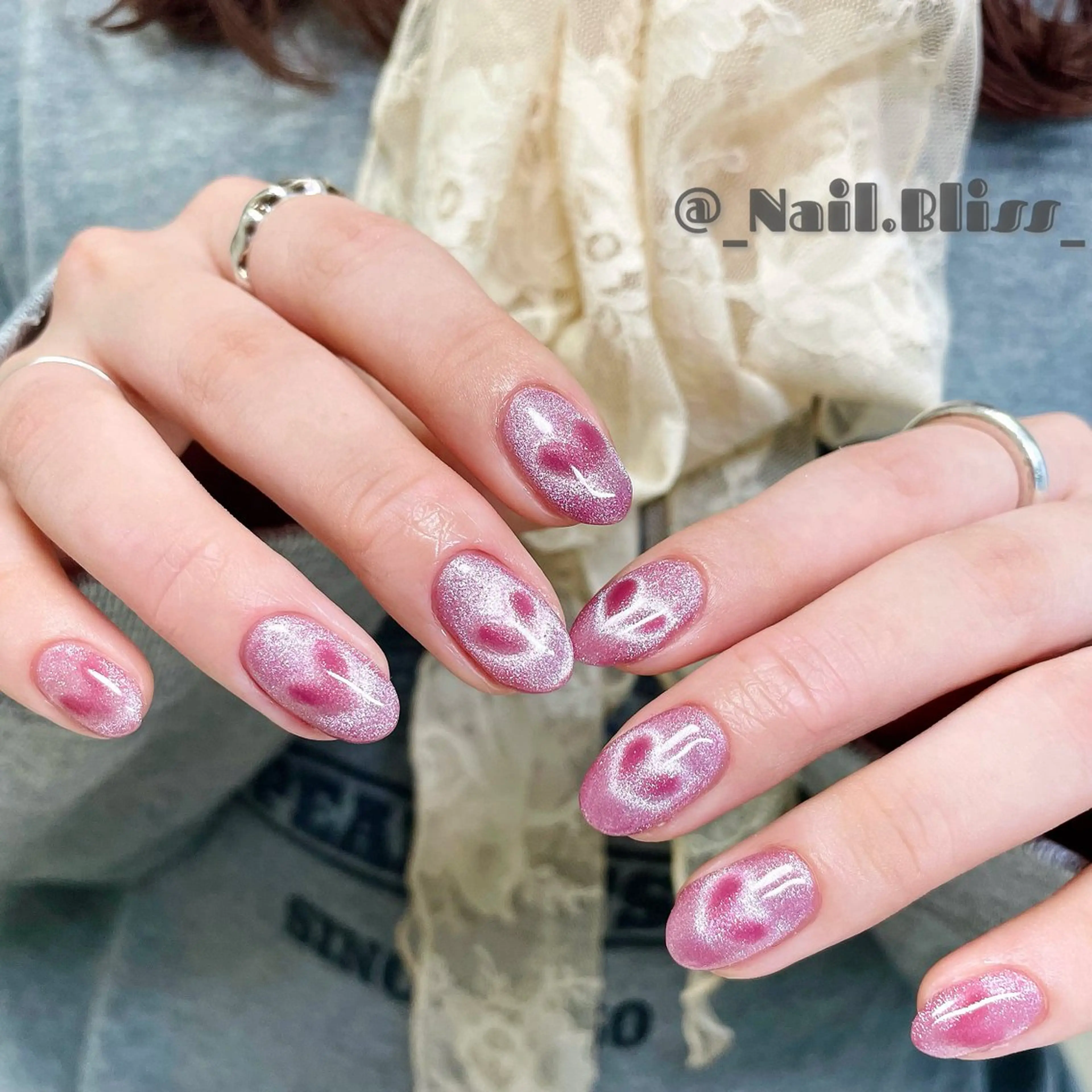 ネイル ハート マグネットネイル ハンドネイル NAIL BLISSのネイルデザイン
