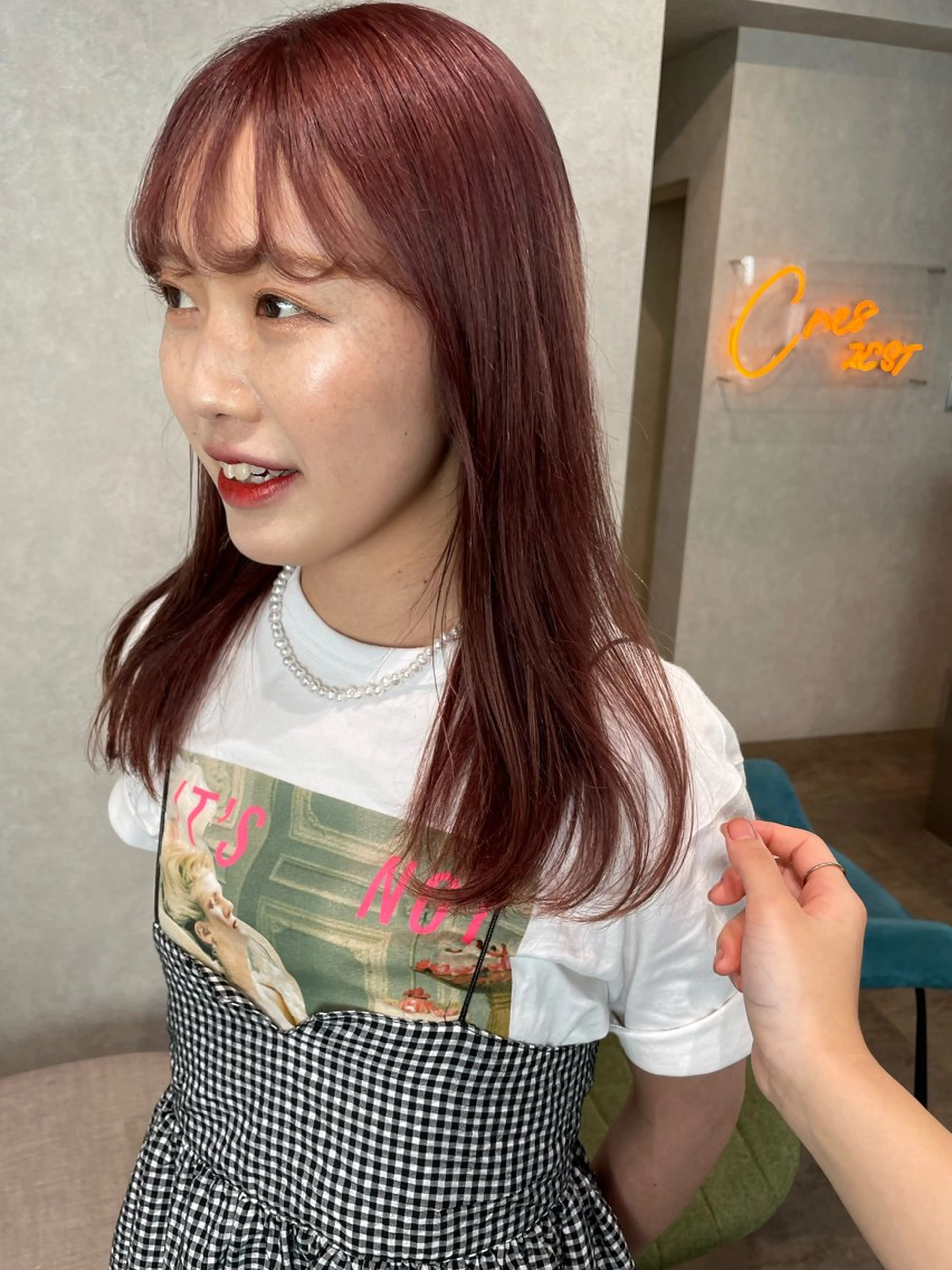 セミロング カラー ベージュカラー ハイトーンカラー ピンクカラー ピンクベージュ ヘアカラー ナチュラル透明感🌱 小山美樹子のヘアスタイル