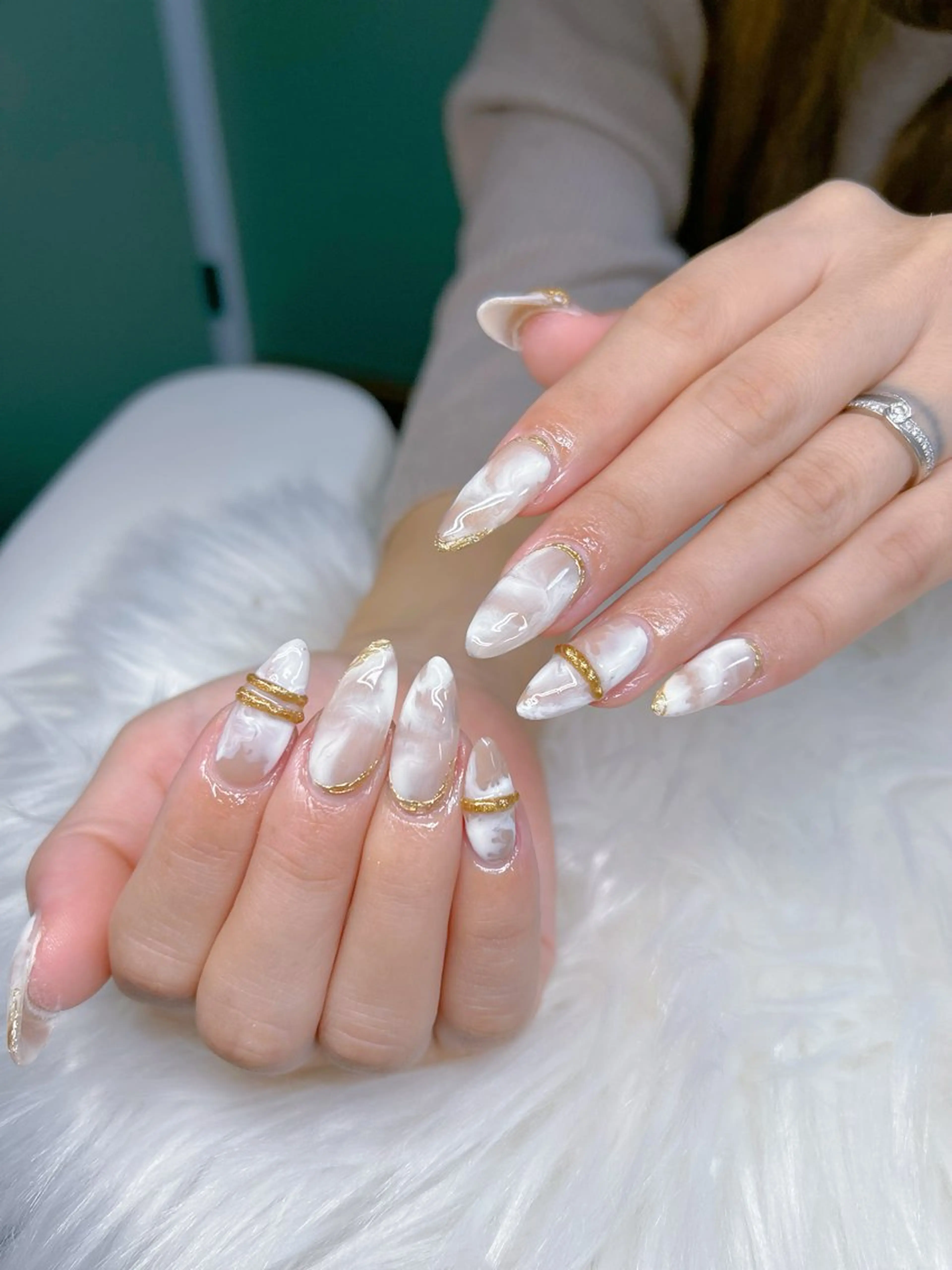 ネイル アートネイル オーロラネイル チークネイル 長さ出し フットネイル Chan nailsのネイルデザイン