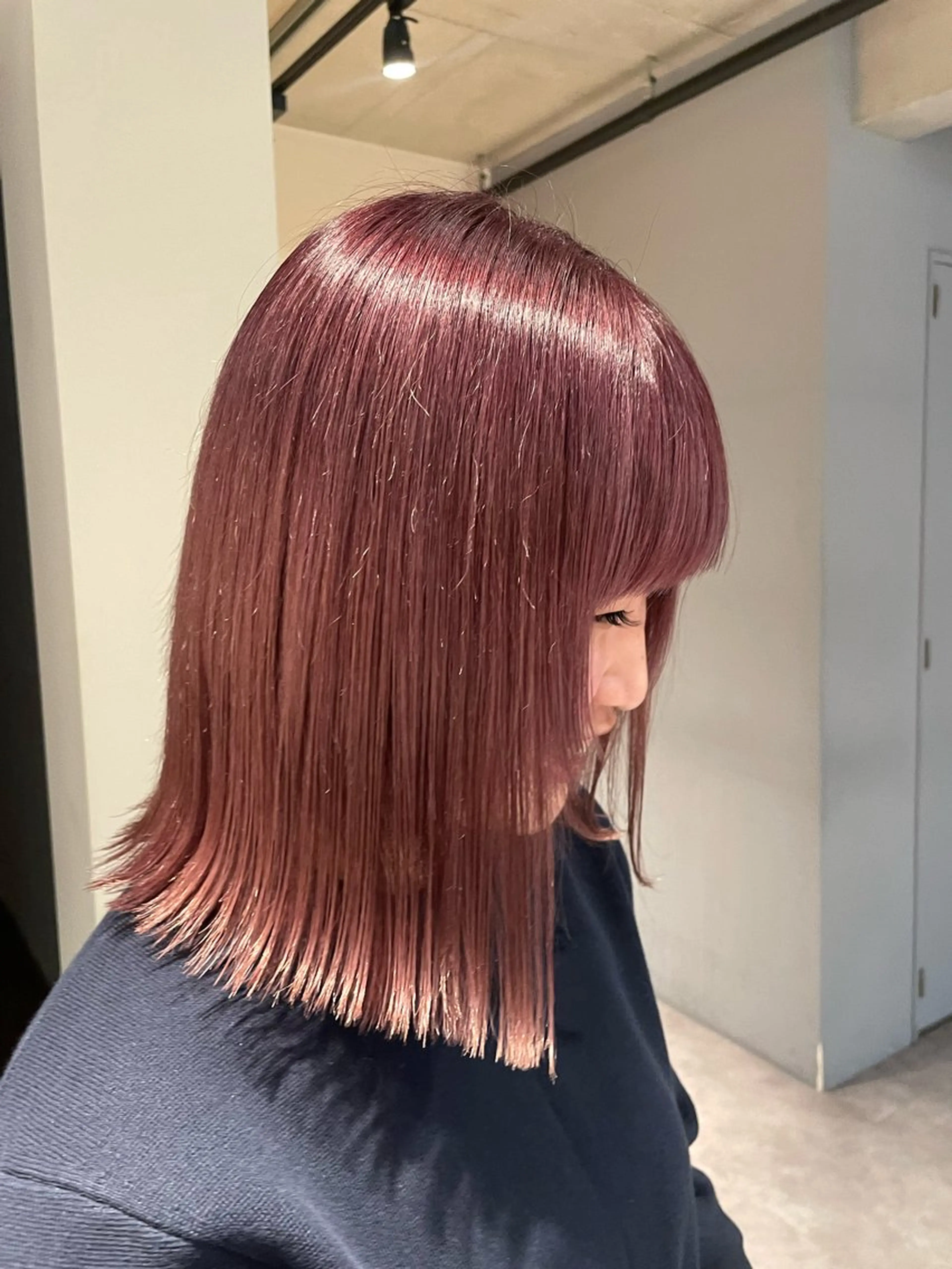 ミディアム カラー ピンクカラー ボブ カット ヘアカラー 葉月/ボブ/ 透明感カラー／中目黒のヘアスタイル