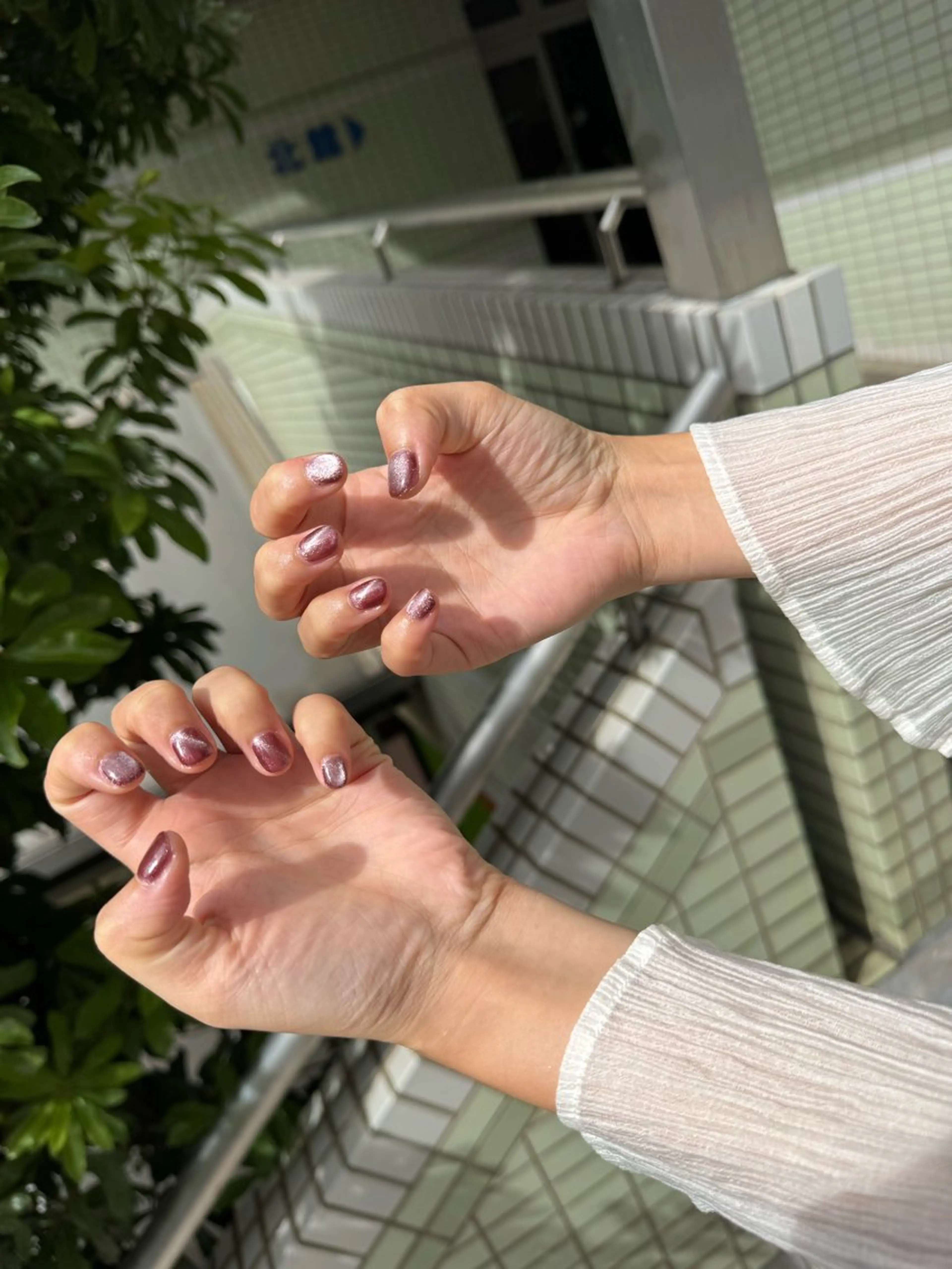 ネイル キラキラネイル マグネットネイル ショートネイル ハンドネイル kina Ｗ🦭のネイルデザイン
