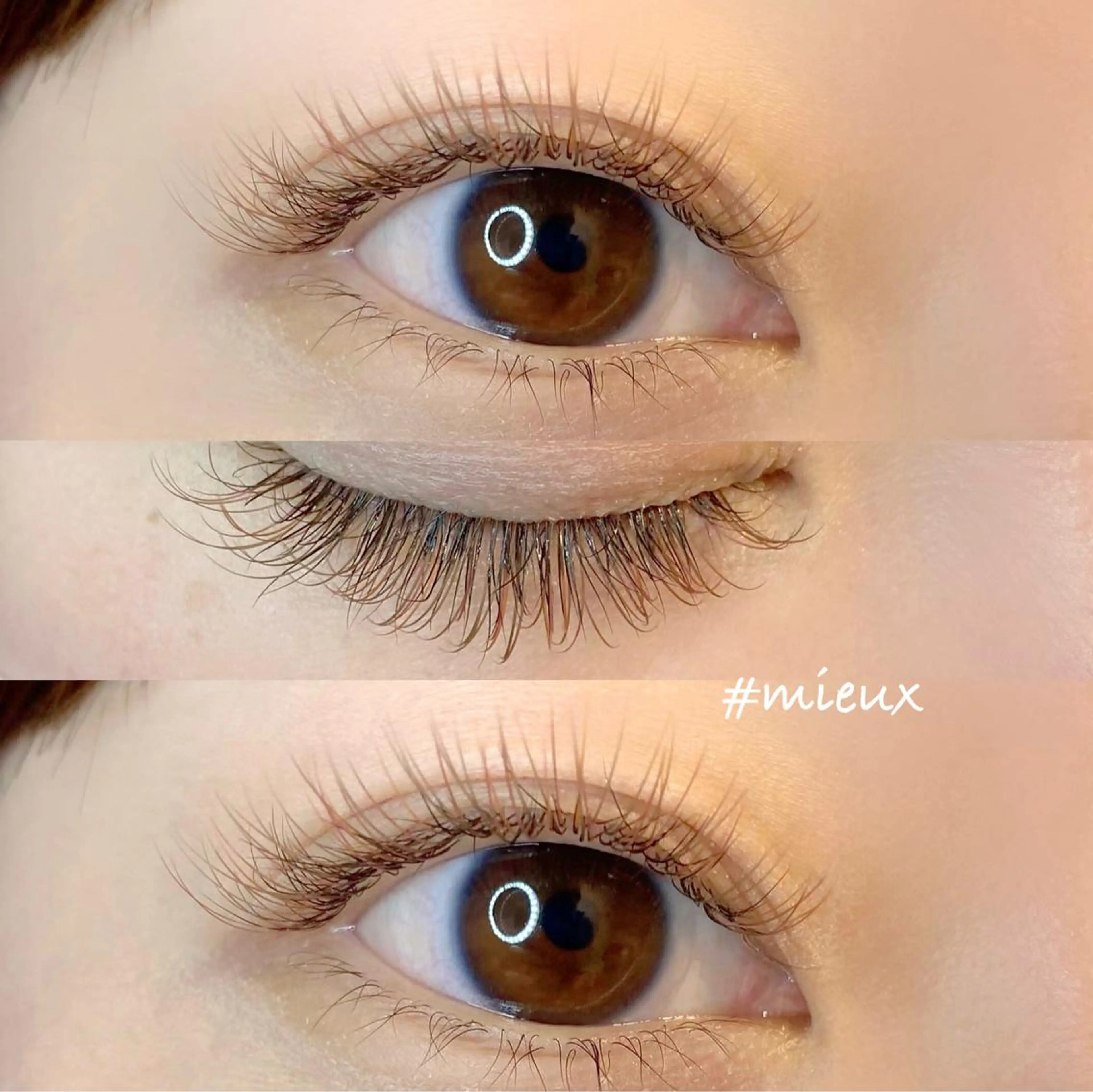 マツエク・マツパ カラーマツエク フラットラッシュ 目尻長め マツエク mieux _パリエク♡LED♡のマツエク・マツパデザイン