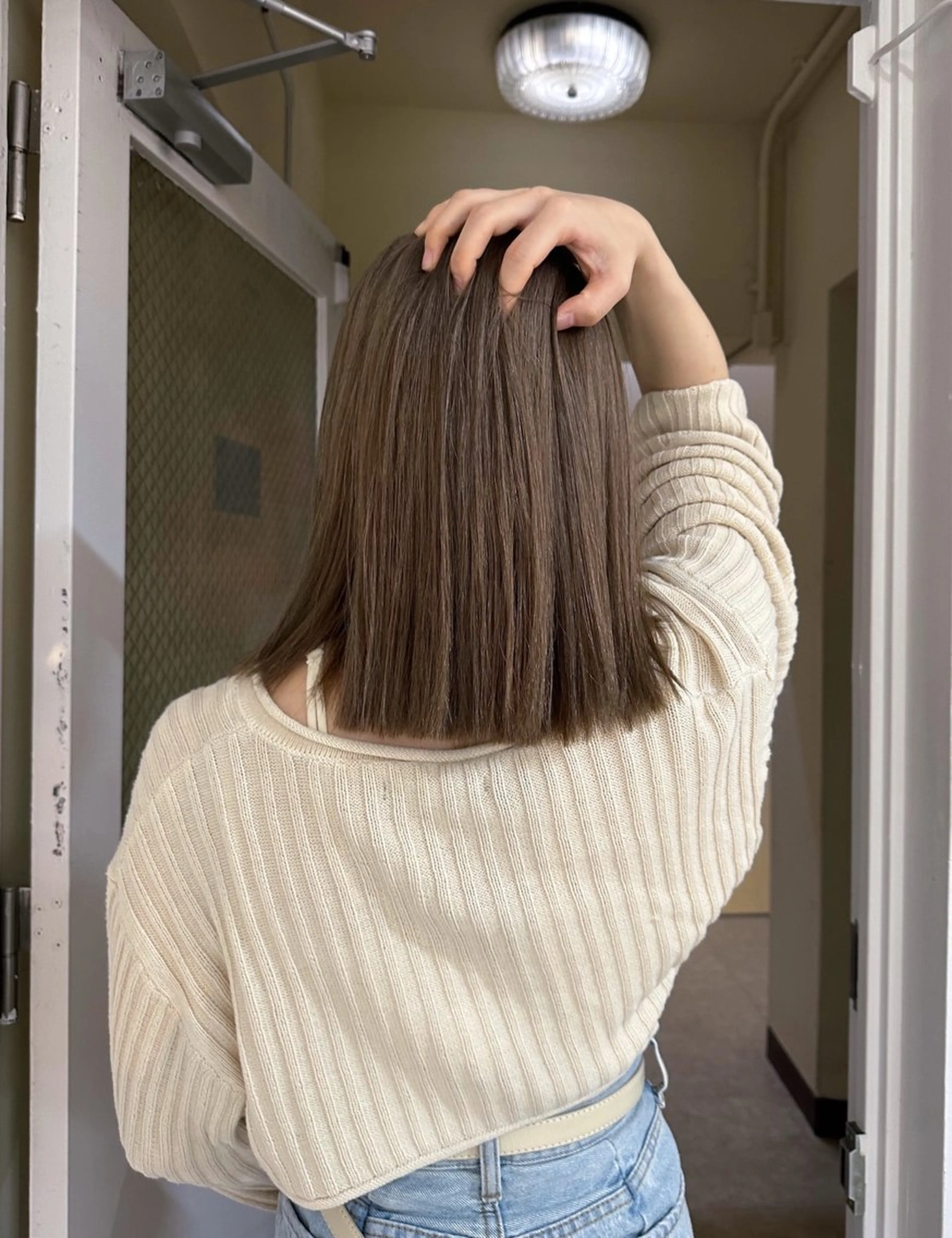 ミディアム カラー ベージュカラー ブリーチ 竹中 彩音のヘアスタイル