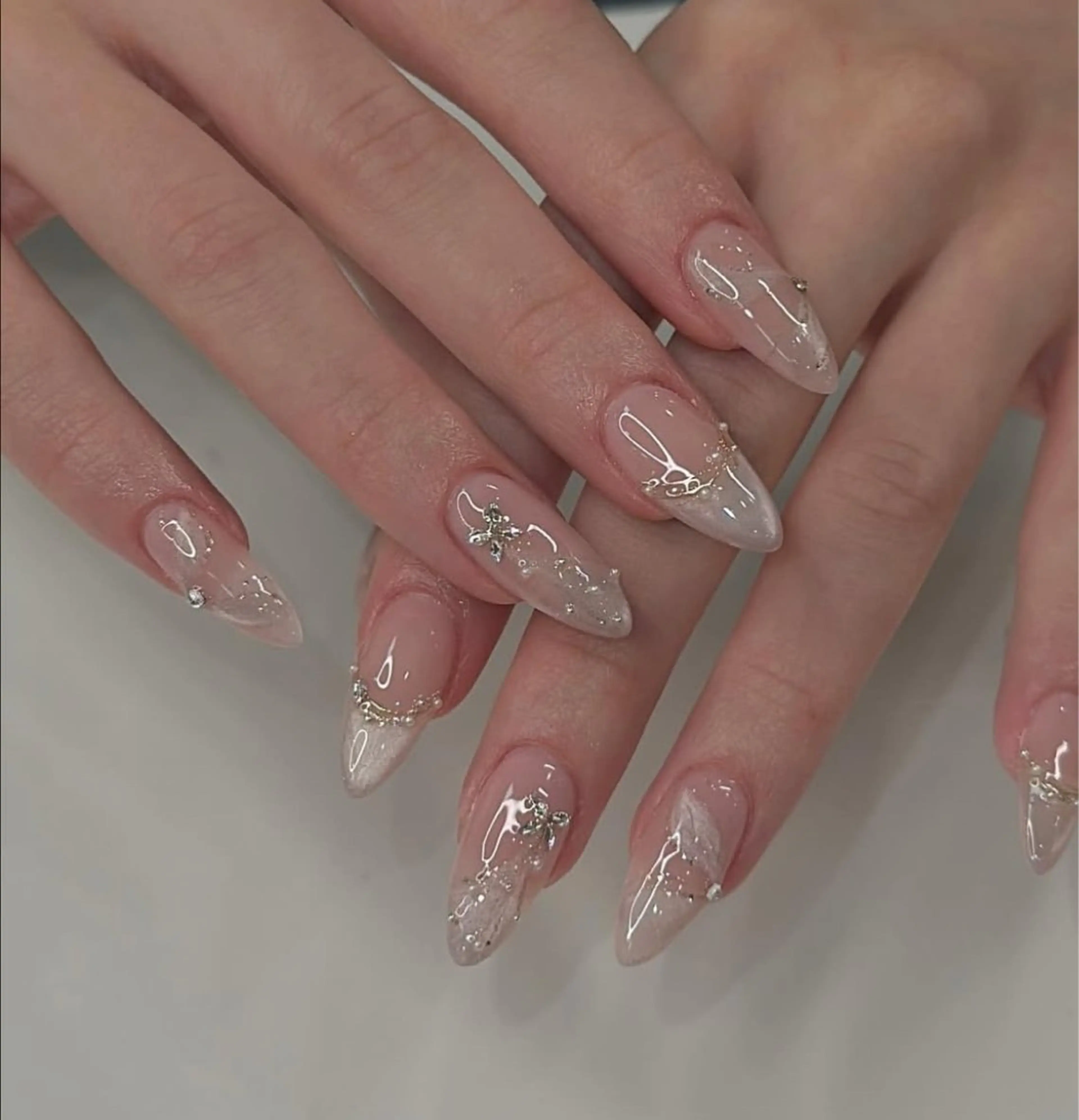 ネイル アートネイル ジェルネイル キラキラネイル ミラーネイル ピンク ハンドネイル Ryunail所属・Ryu Nail NekoChanのネイルデザイン