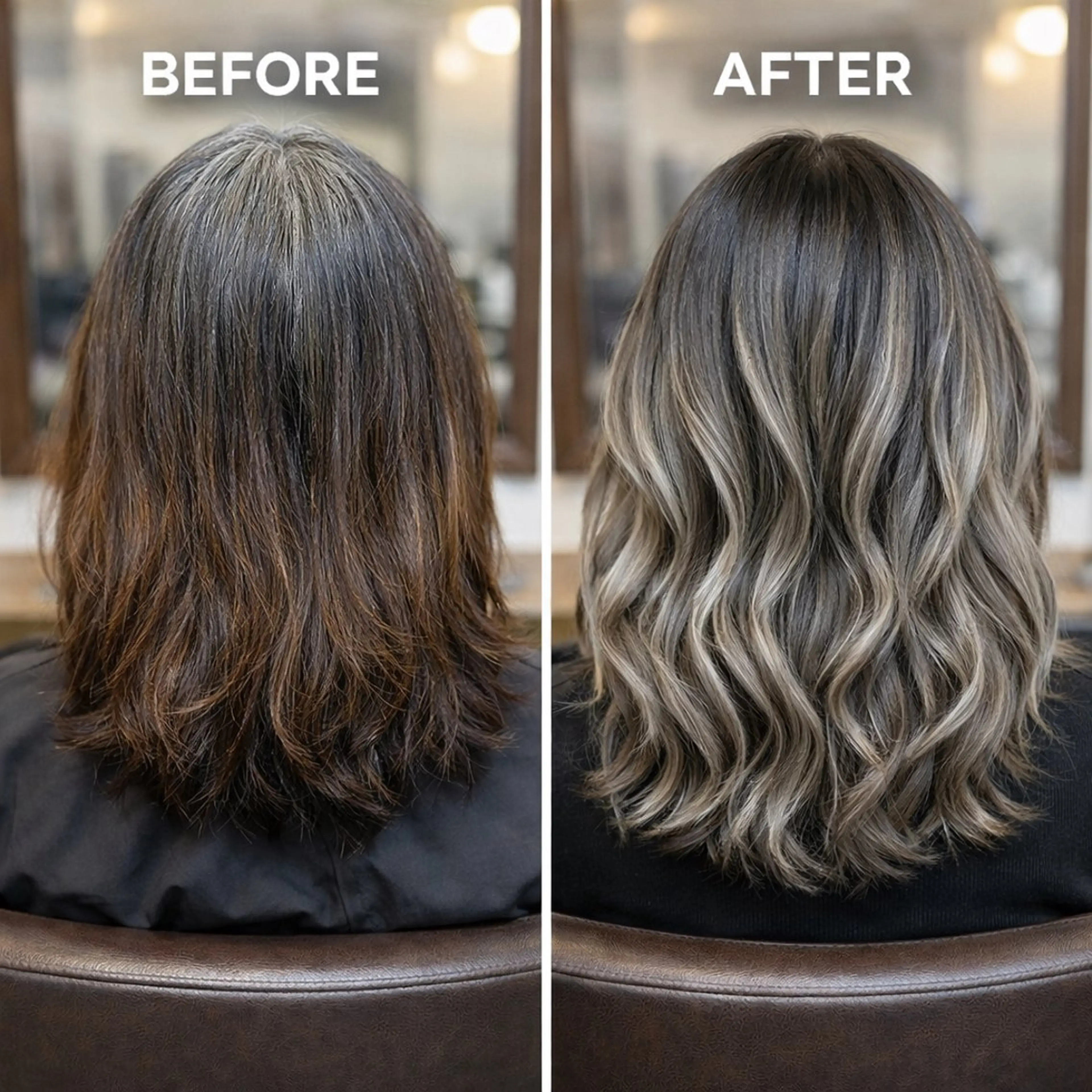 ミディアム カラー バレイヤージュ レイヤーカット 白髪ぼかしのプロ ✨たいきのヘアスタイル