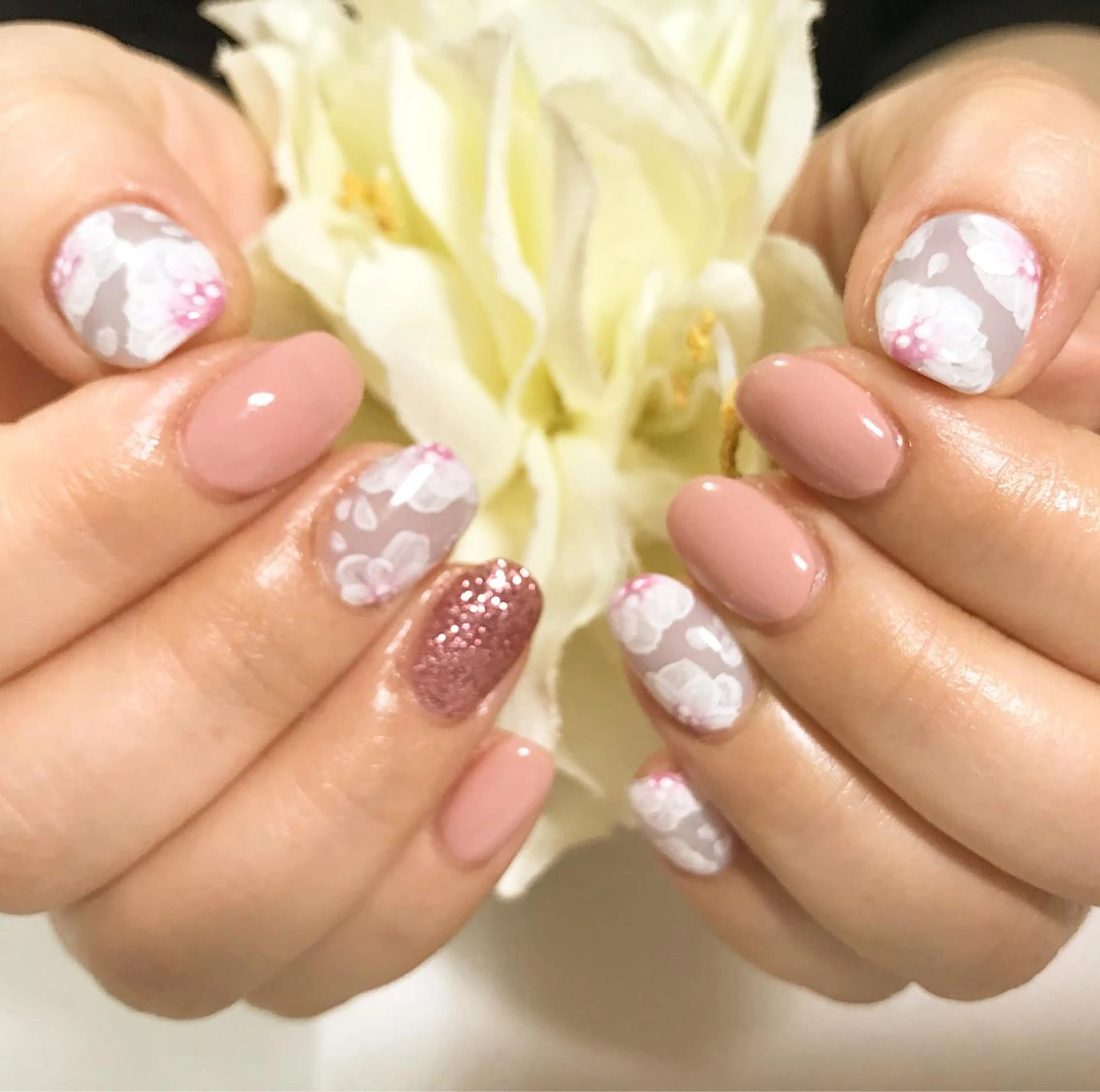 ネイル フラワーネイル フットネイル ピンク シンプルネイル 春ネイル nail fufla ♡yamane♡のネイルデザイン