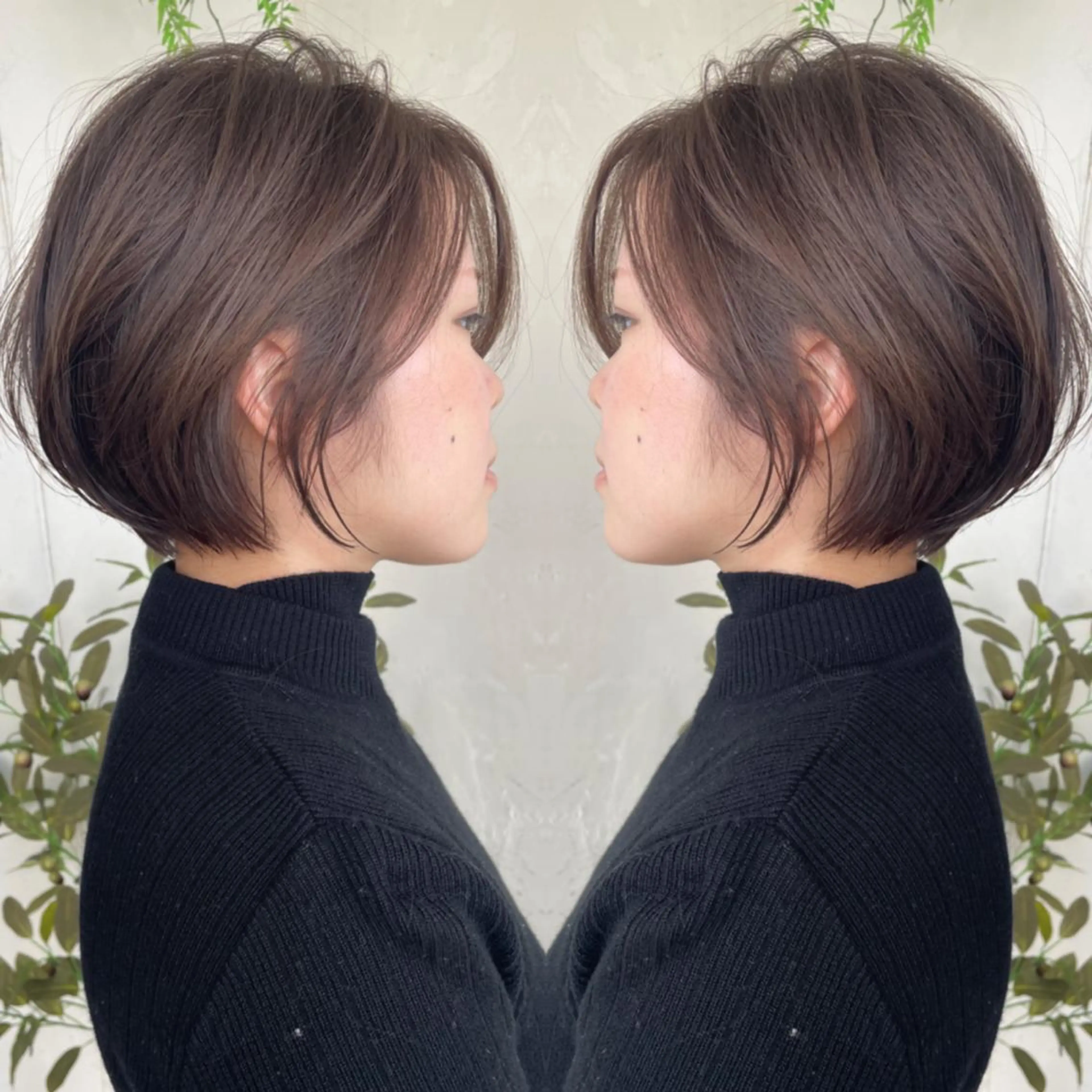 ショート カラー ショートボブ ハンサムショート 丸みショート デザインカラー ハイライトカラー カット ヘアカラー トリートメント 京都大人女性ショート 徒歩1分/秋山のヘアスタイル