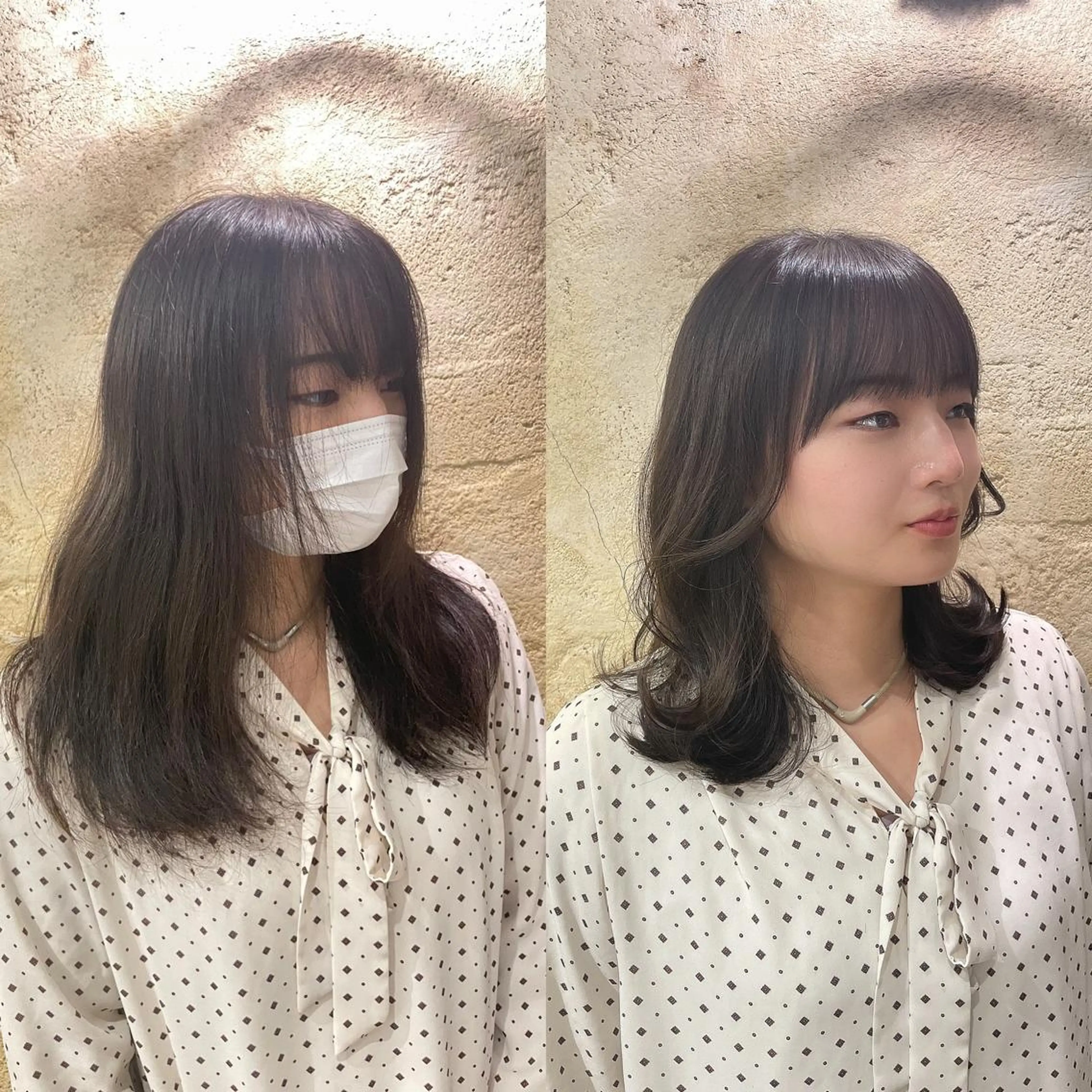 セミロング 顔周りカット 小顔カット セキネ シュウヘイのヘアスタイル