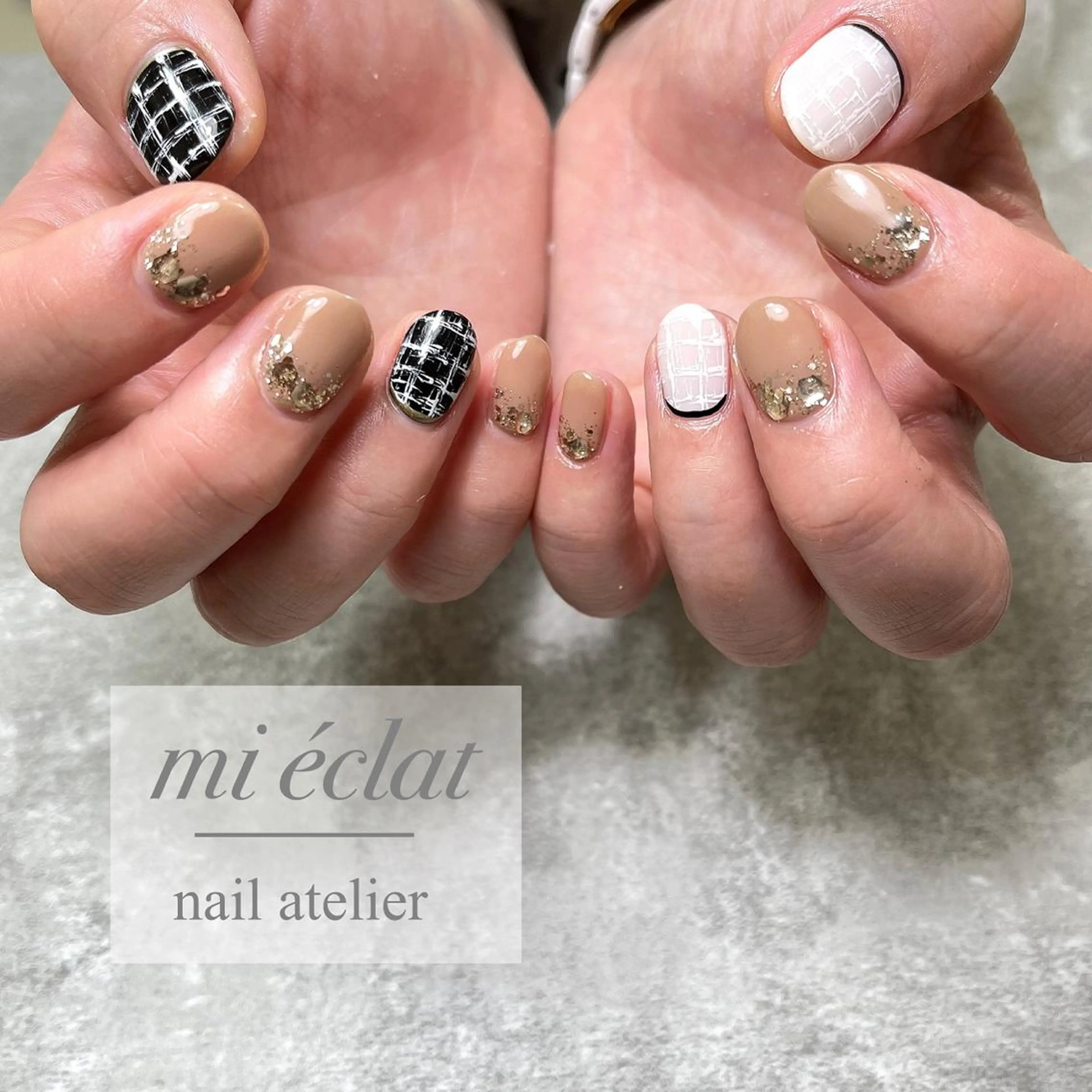 ネイル アートネイル ボルドー ブラウン フレンチネイル ジェルネイル mi éclat ミ　エクラのネイルデザイン