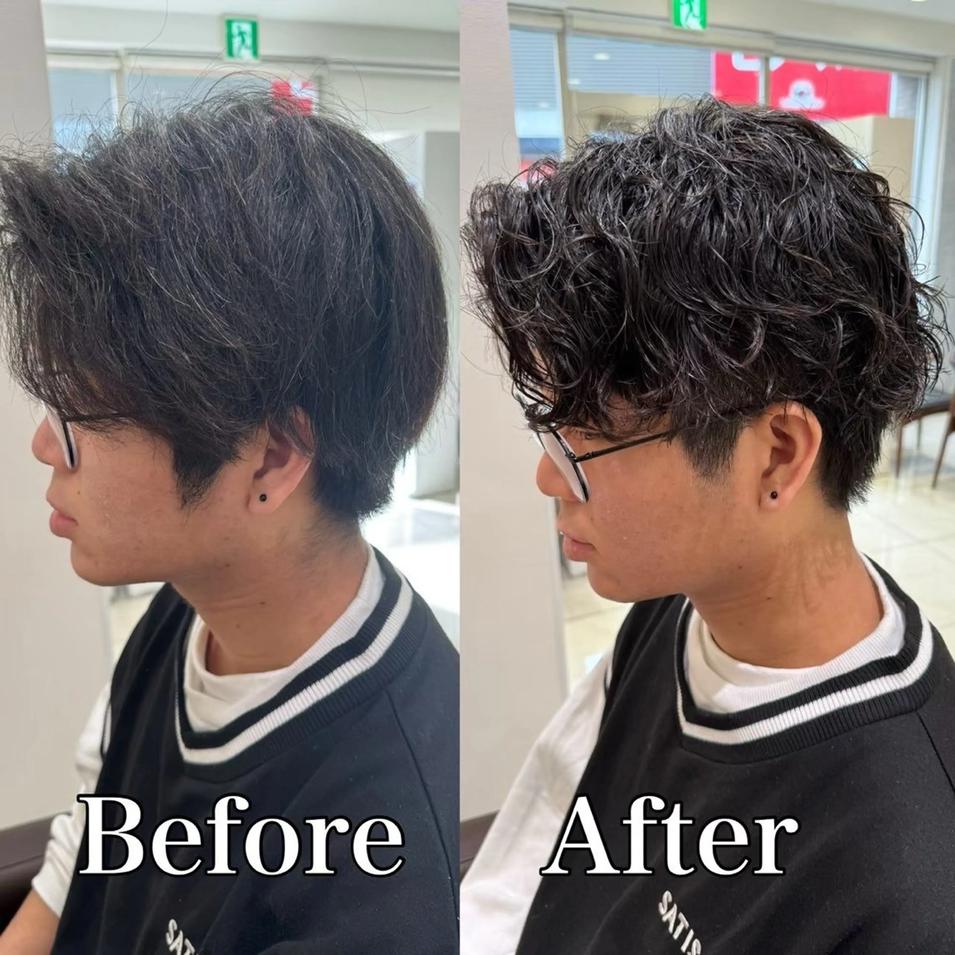 ショート パーマ カット パーマ メンズ毛流れ 縮毛特化/土屋丈のヘアスタイル