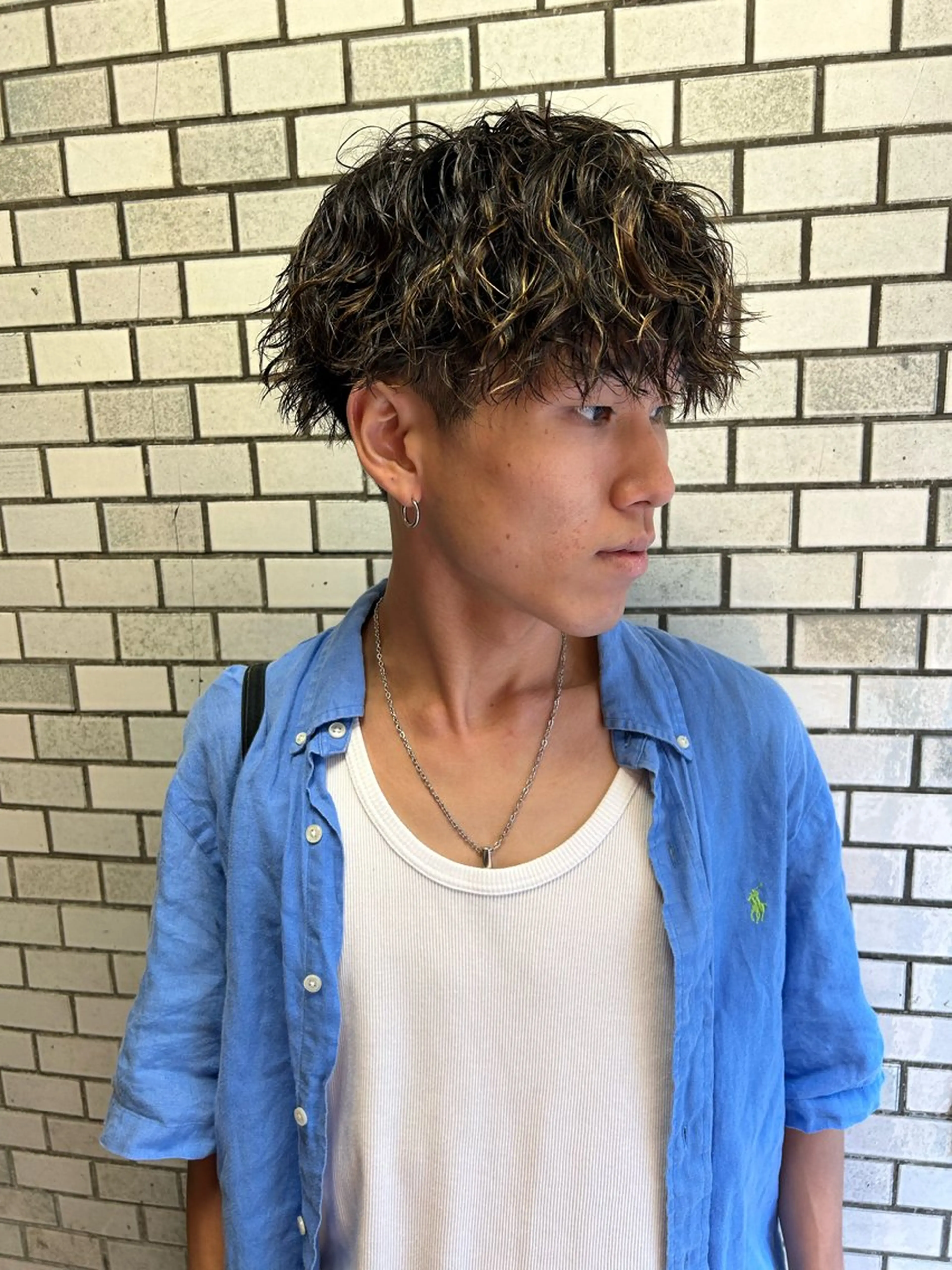 ショート カラー パーマ メンズ メンズブリーチ メンズハイライト メンズインナーカラー メンズパーマ プードルパーマ 💈メンズ短髪特化 ✂︎伊藤大輝💈のヘアスタイル