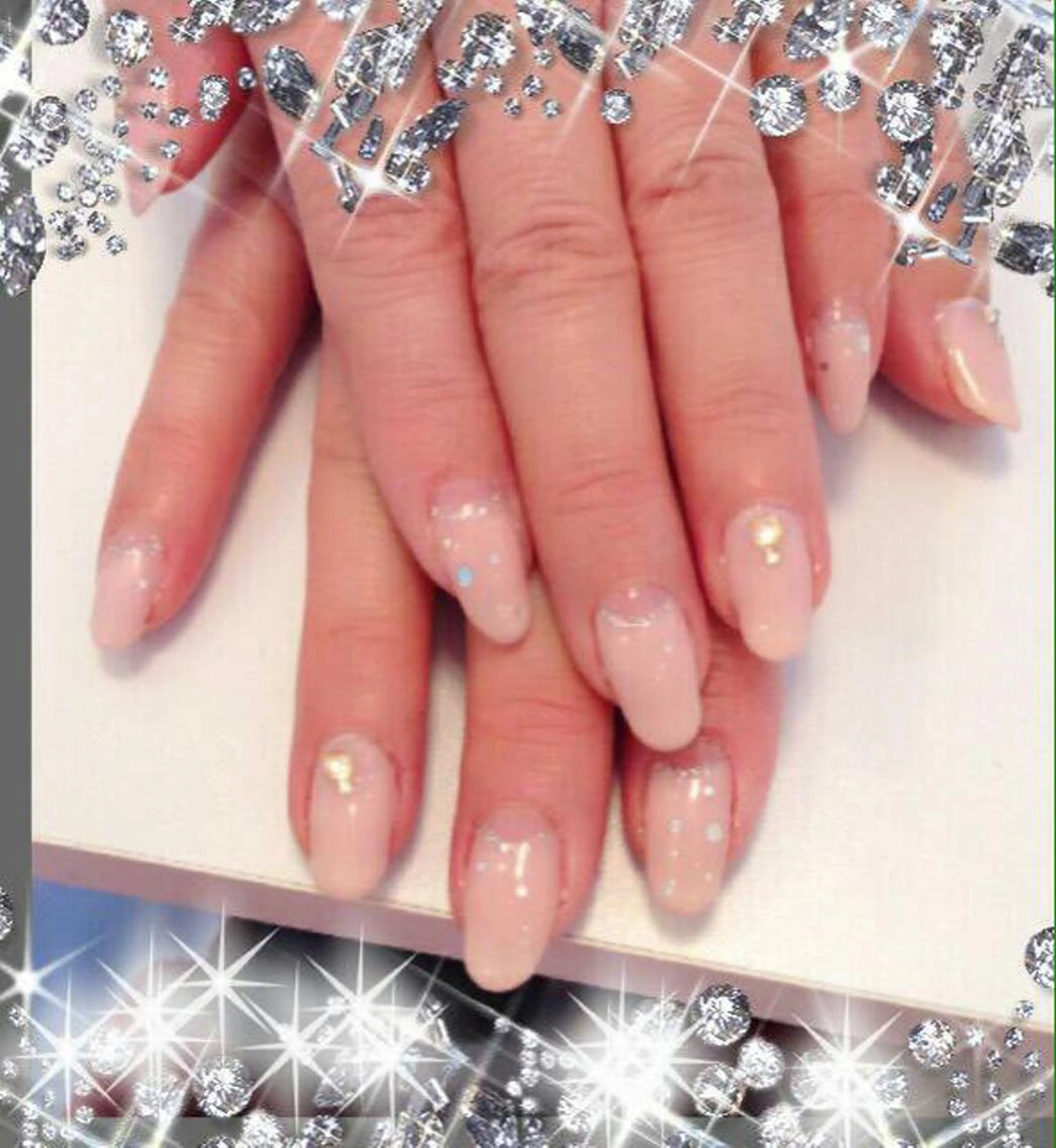 ネイル フレンチネイル ラメ(グリッター) 逆フレンチ ネイル＆フラワーサロン〜Ri✦hiro〜鳥栖店所属・HIRATA RIEのネイルデザイン