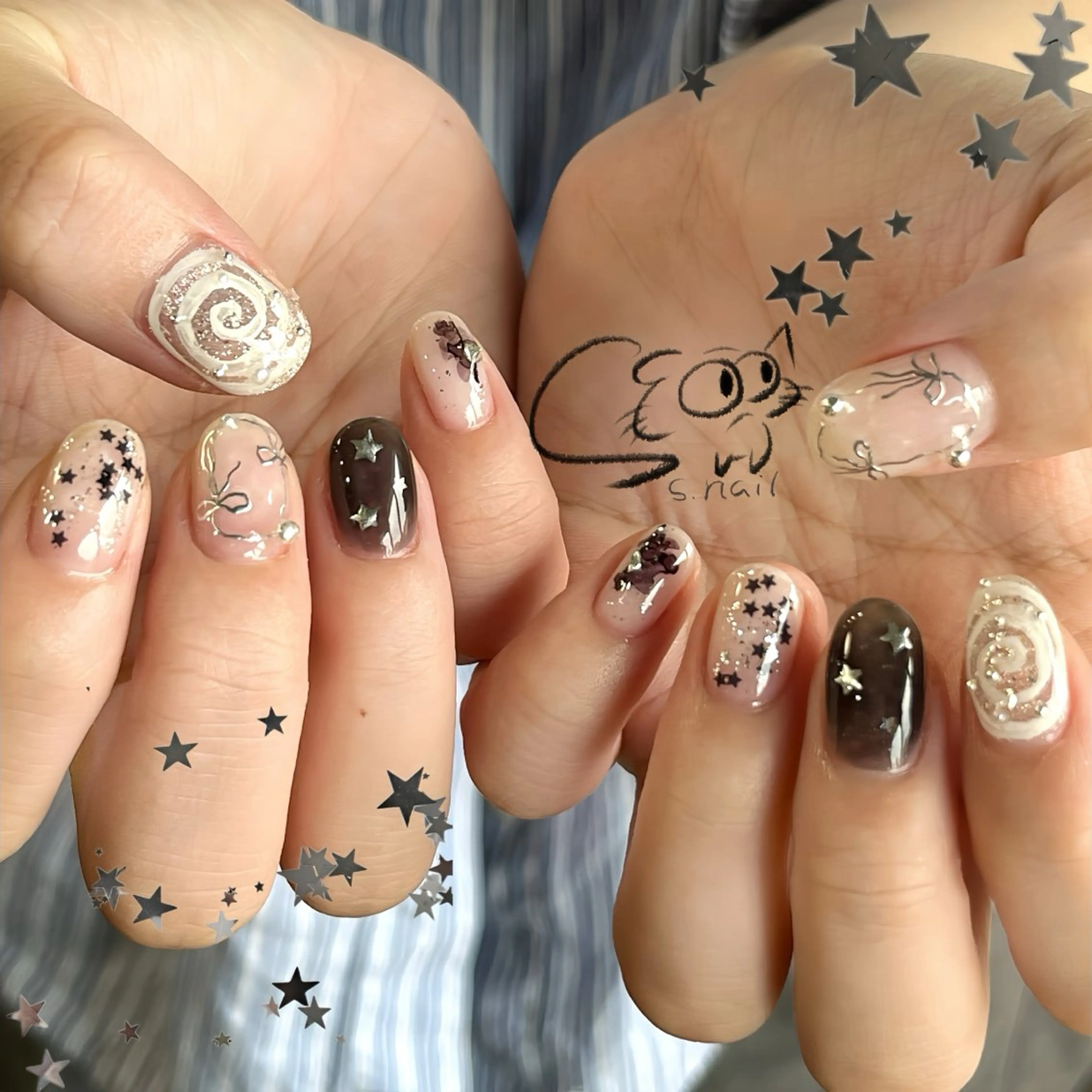 ネイル チークネイル フレンチネイル グラデーション マグネットネイル ワンカラーネイル S.nail _のネイルデザイン