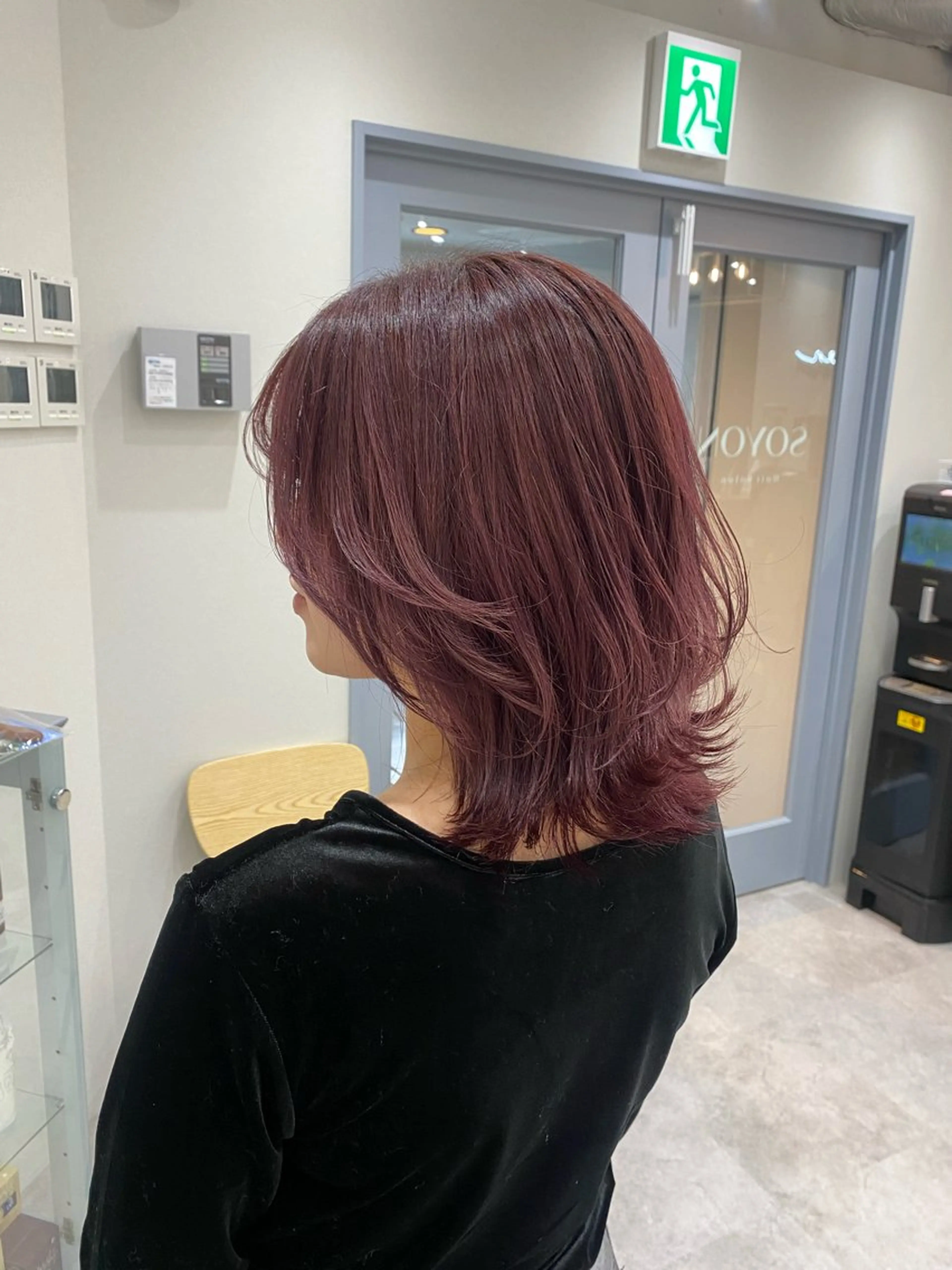 ミディアム カラー ヘアアレンジ カシス ピンクカラー ヘアカラー ボブ /ニュアンス/ satomi🧸💖のヘアスタイル