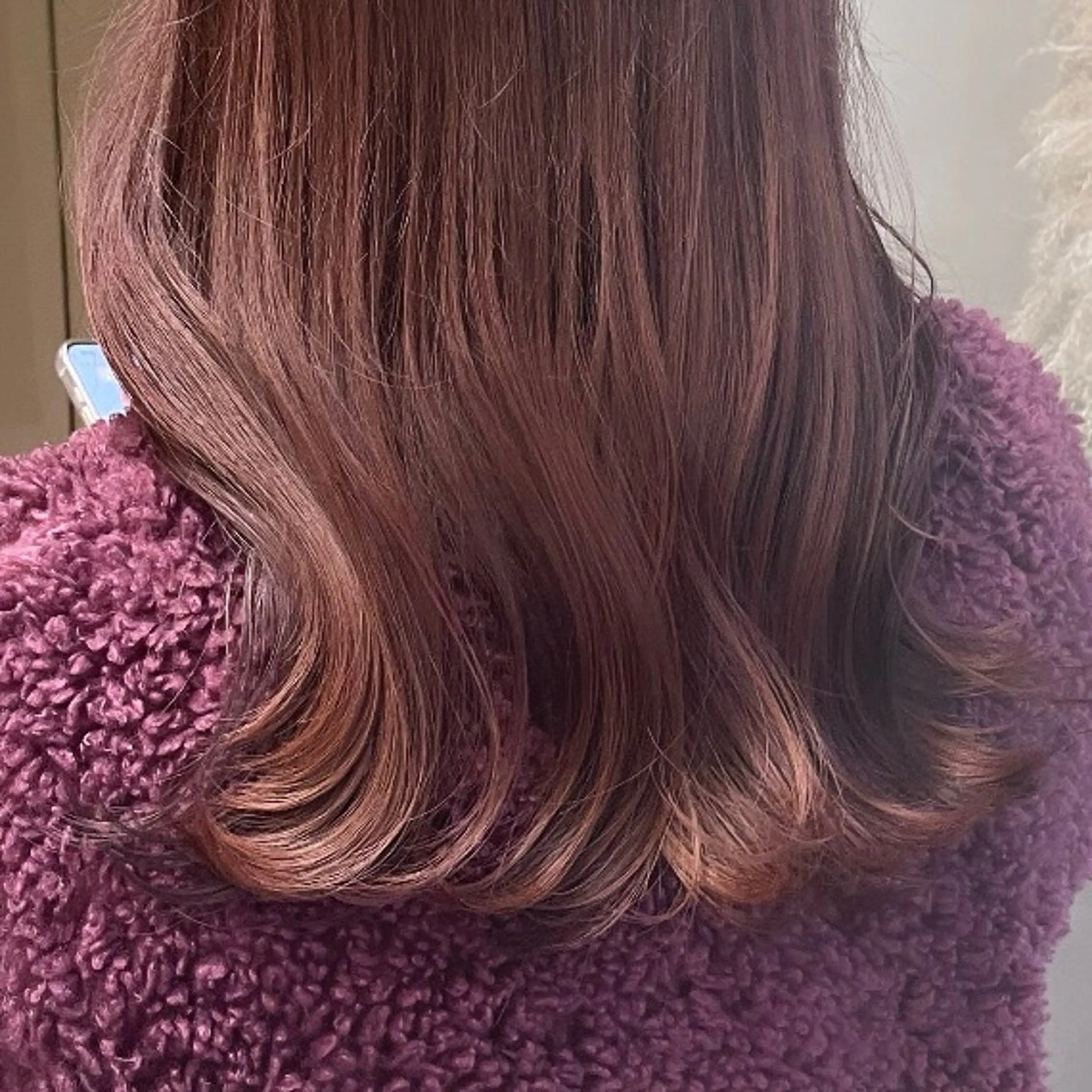 セミロング カラー ブリーチ ブリーチなしカラー レッドカラー ヘアカラー Rui/透明感カラー 暖色/レイヤーカットのヘアスタイル