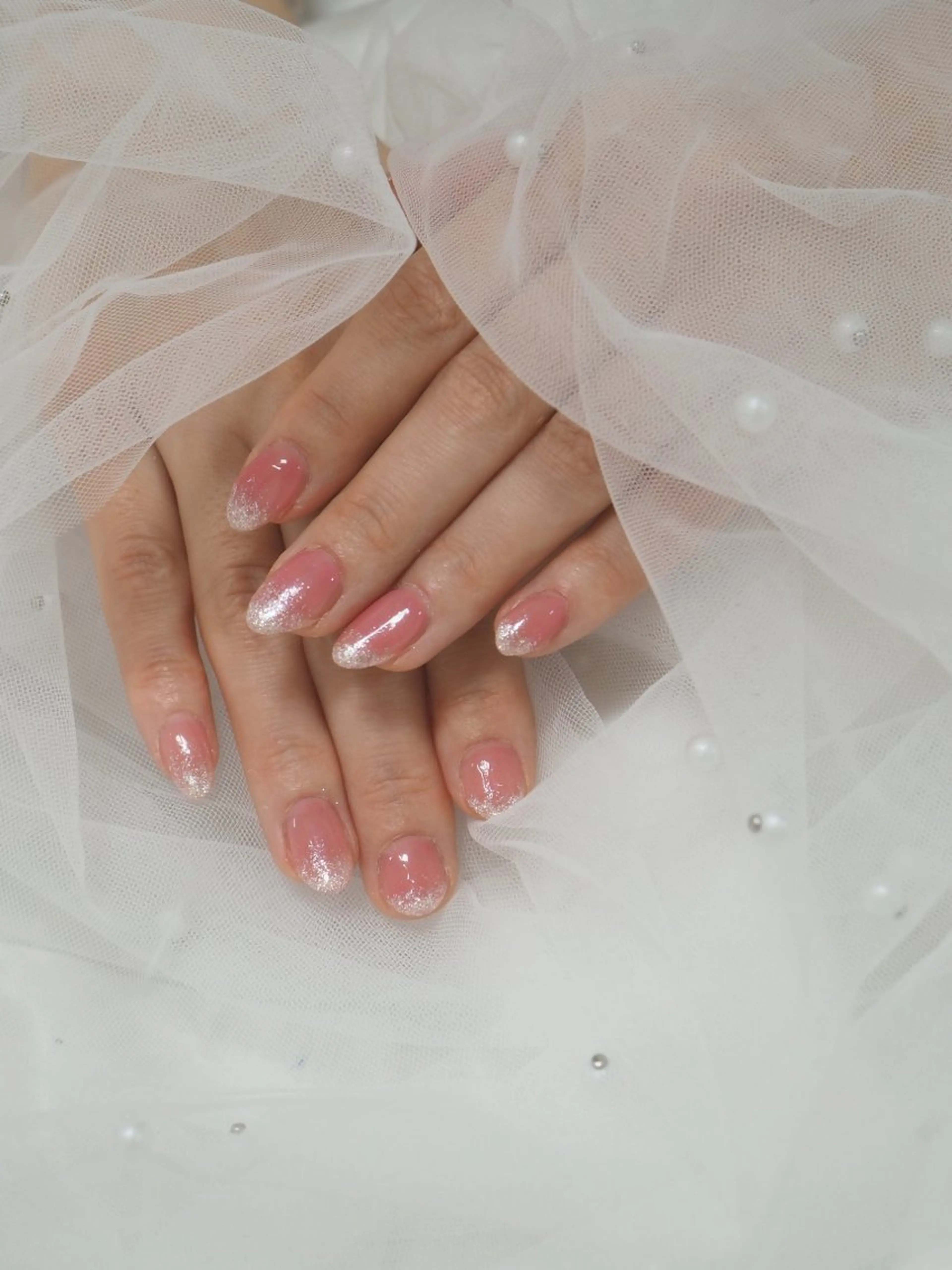 ネイル グラデーション ラメ(グリッター) ラメグラデーション ピンク ハンドネイル こいで サキのネイルデザイン