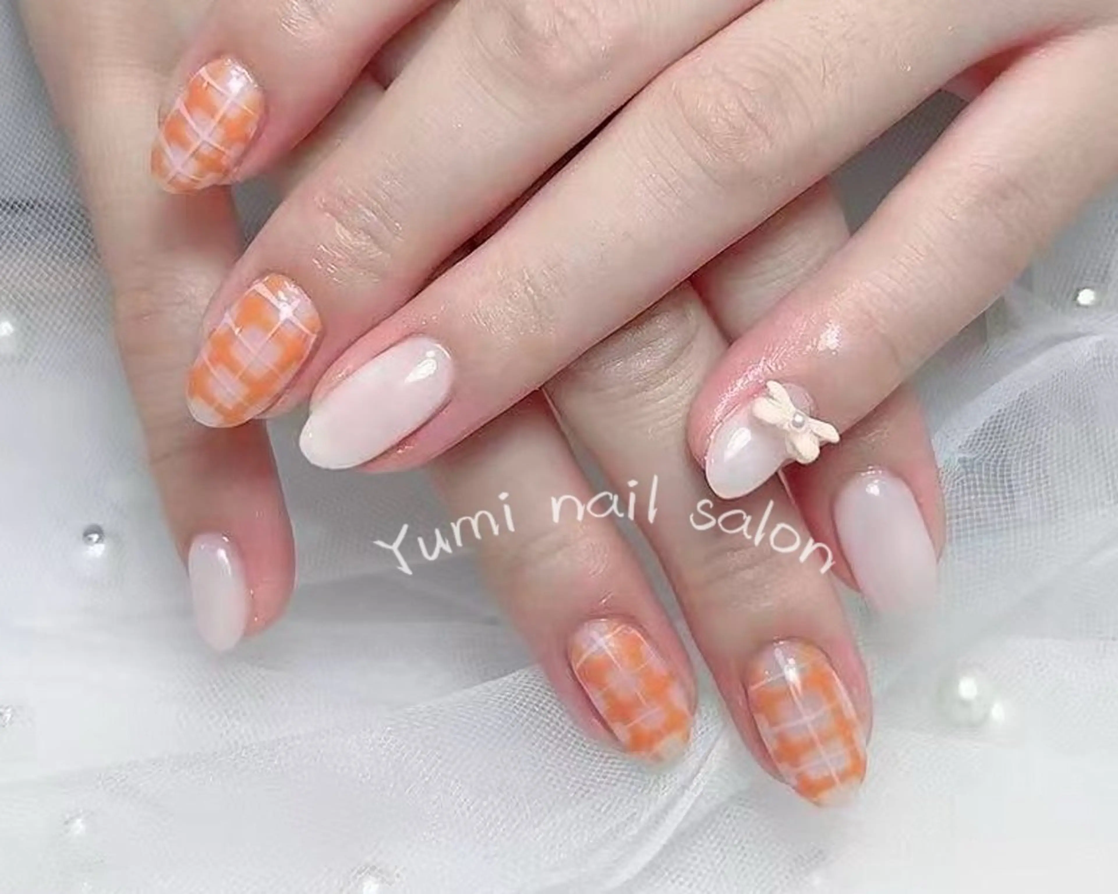 ネイル shineジェル& チップ長さだしのネイルデザイン