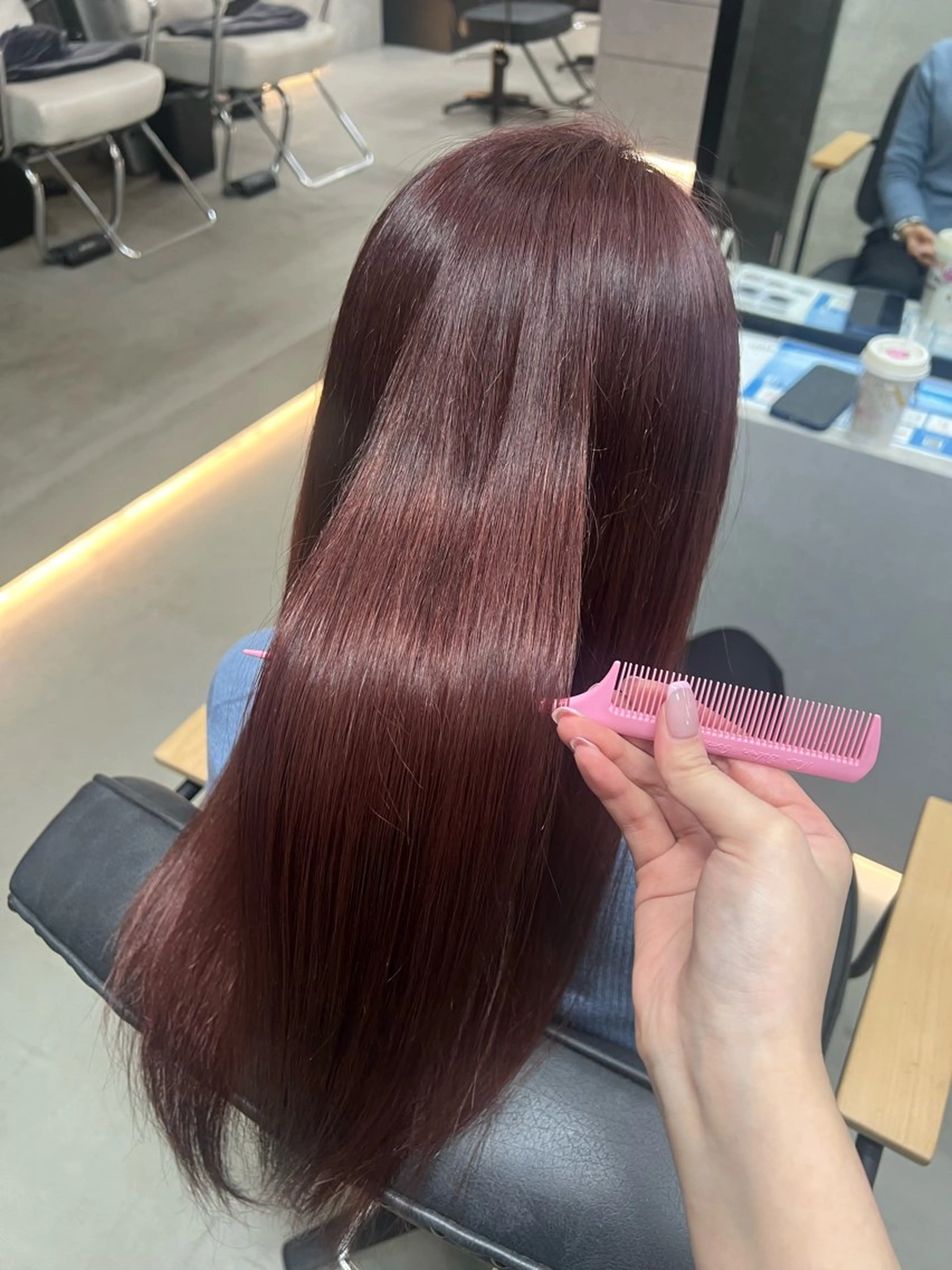 ロング カラー カシス レッドカラー 韓国レイヤー/髪質 改善/RIRIKOのヘアスタイル