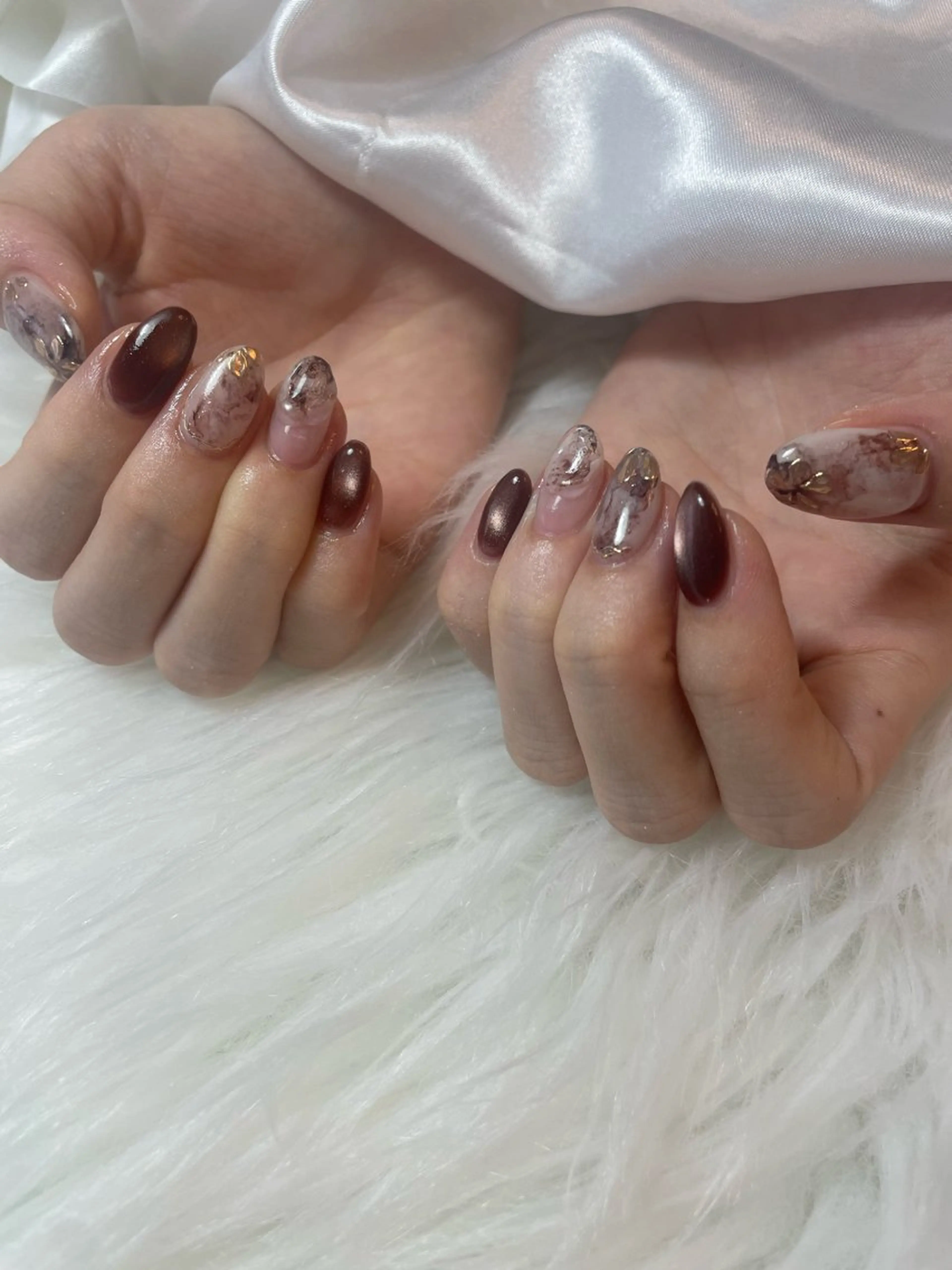 ネイル ブルー フレンチネイル キラキラネイル 韓国ネイル マグネットネイル ハンドネイル timtam --sakiのネイルデザイン