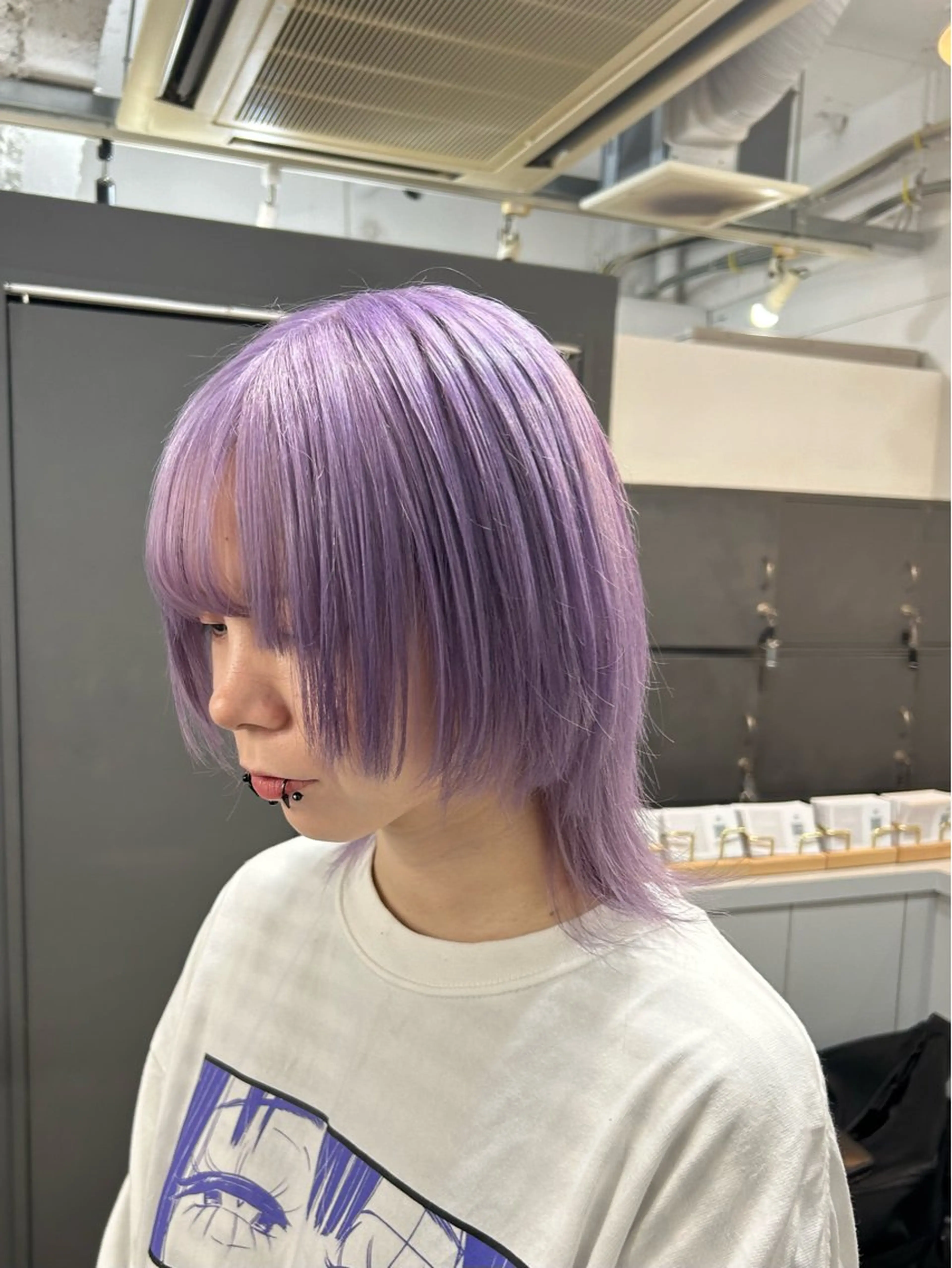 ミディアム カラー ハイトーンカラー ラベンダーカラー Cielro/ダブル カラー/西田咲希のヘアスタイル