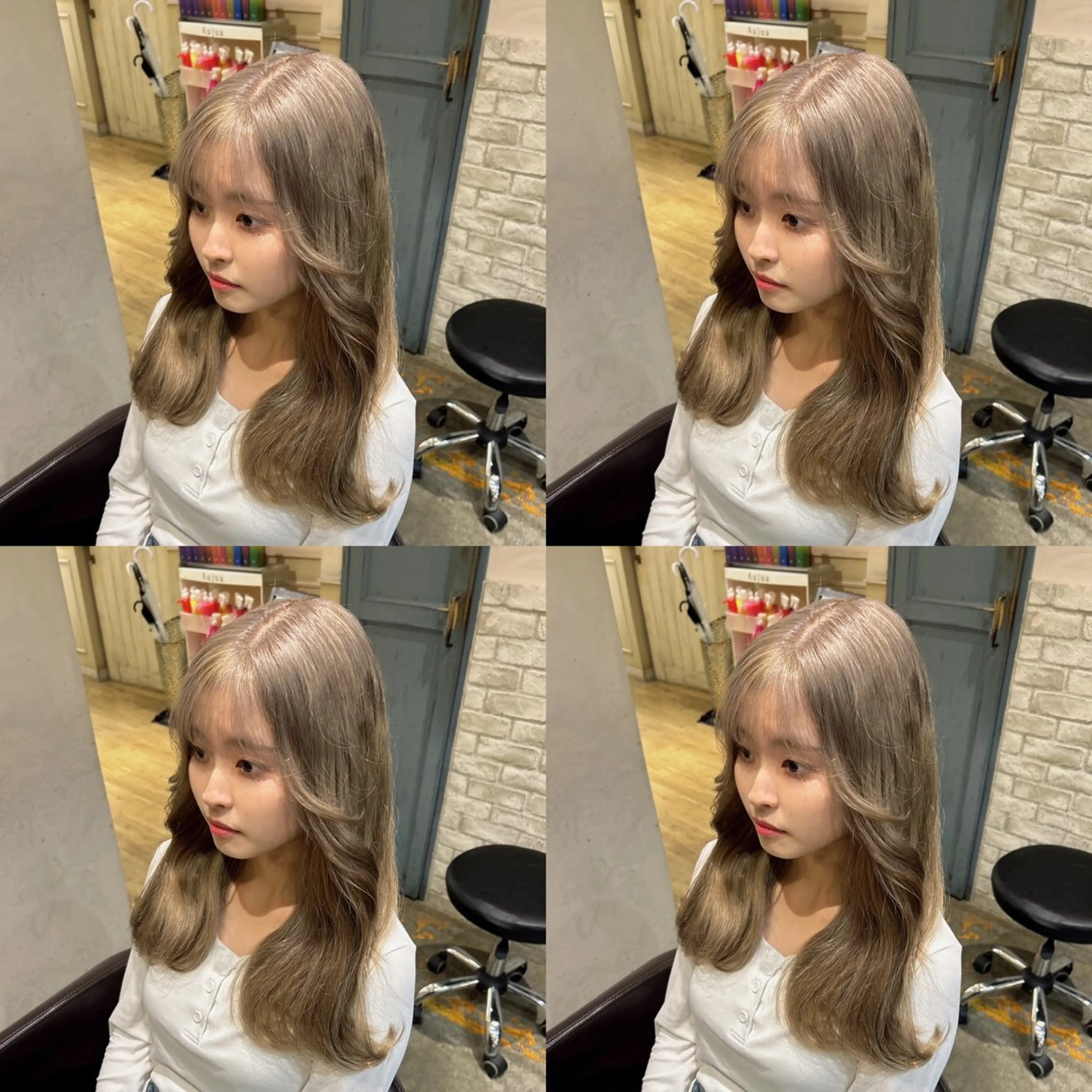 ロング カラー ベージュカラー ブリーチ ホワイトベージュ レイヤーカット/ 縮毛矯正🇰🇷早坂のヘアスタイル