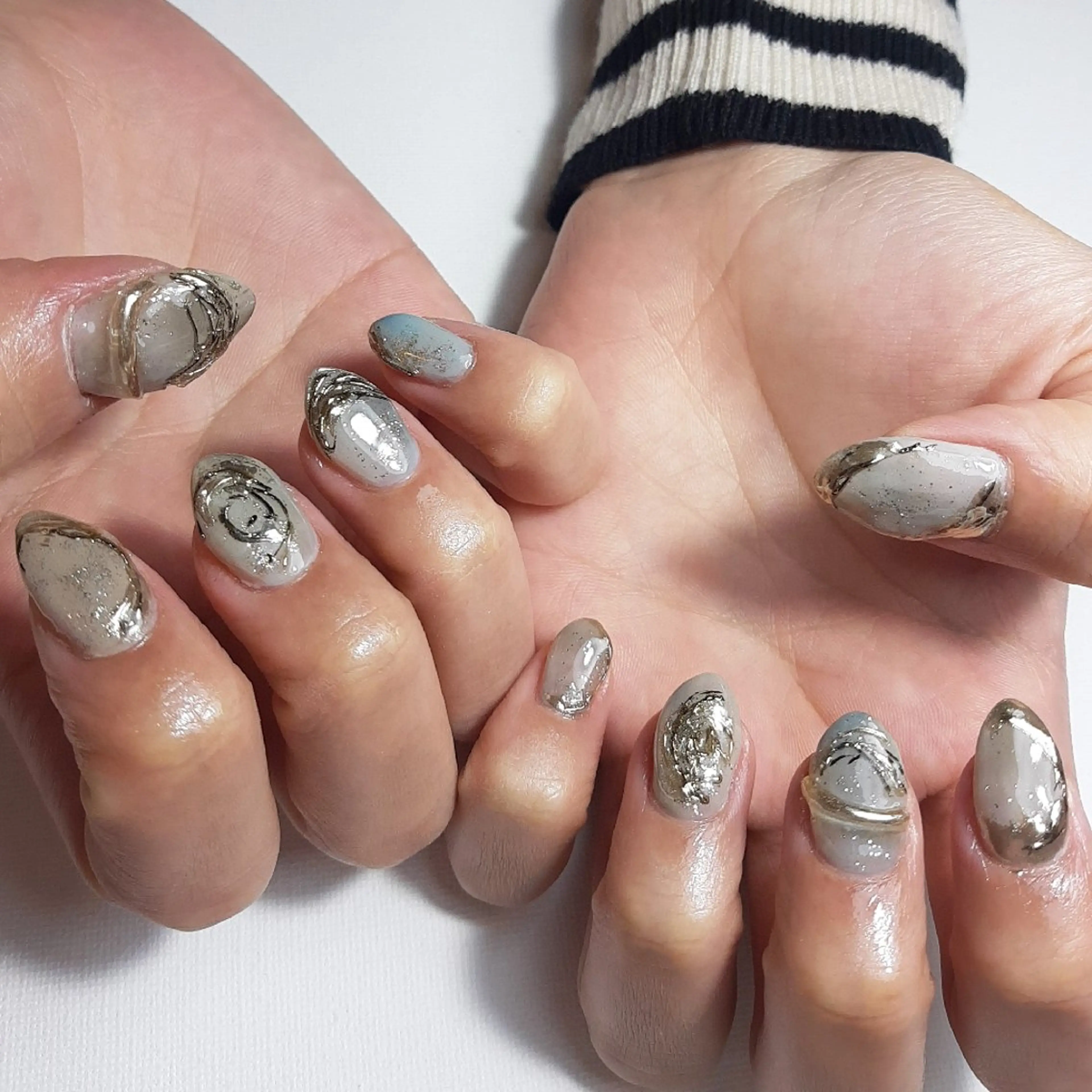 ネイル 成人式 ジェルネイル 持ち込み ニュアンスネイル ショートネイル owlnail /持込みデザイン専門のネイルデザイン